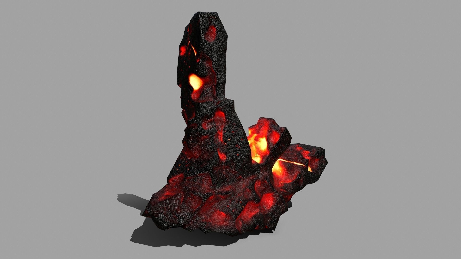 Rock Set piece of fire Low-poly 3D model_5