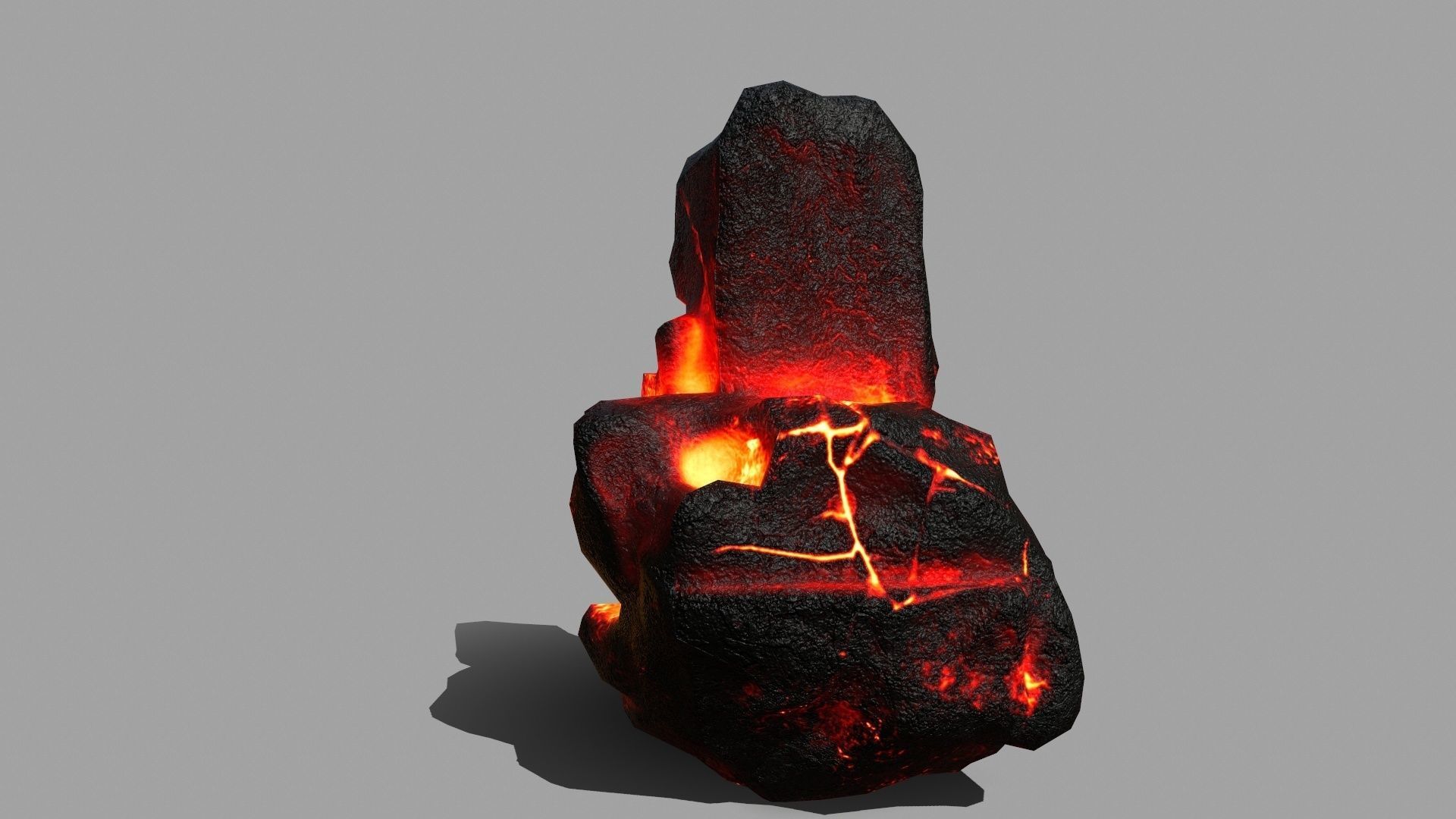 Rock Set piece of fire Low-poly 3D model_11
