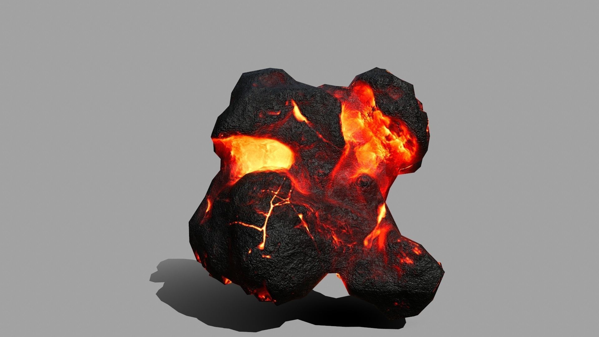 Rock Set piece of fire Low-poly 3D model_13