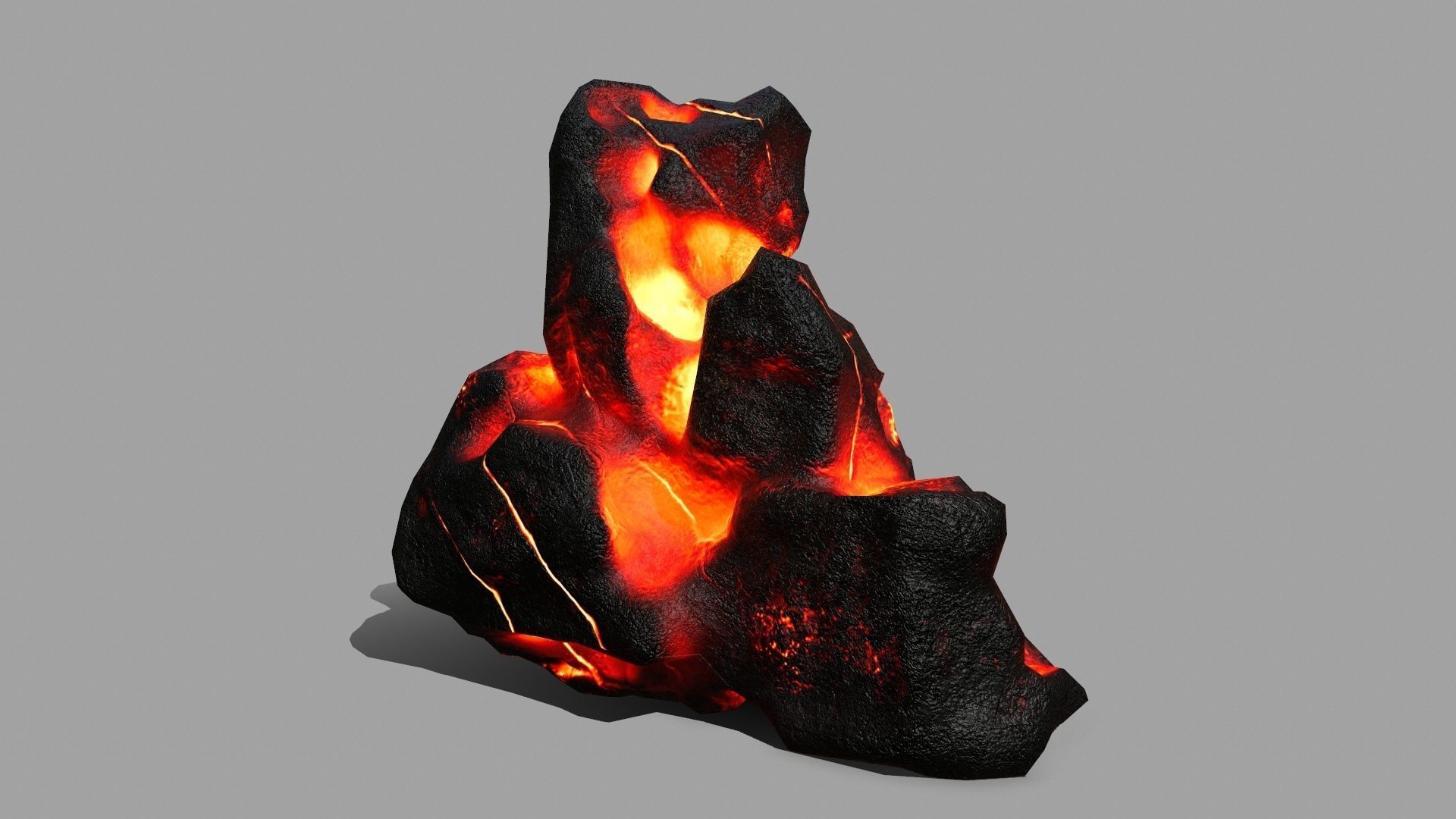 Rock Set piece of fire Low-poly 3D model_10