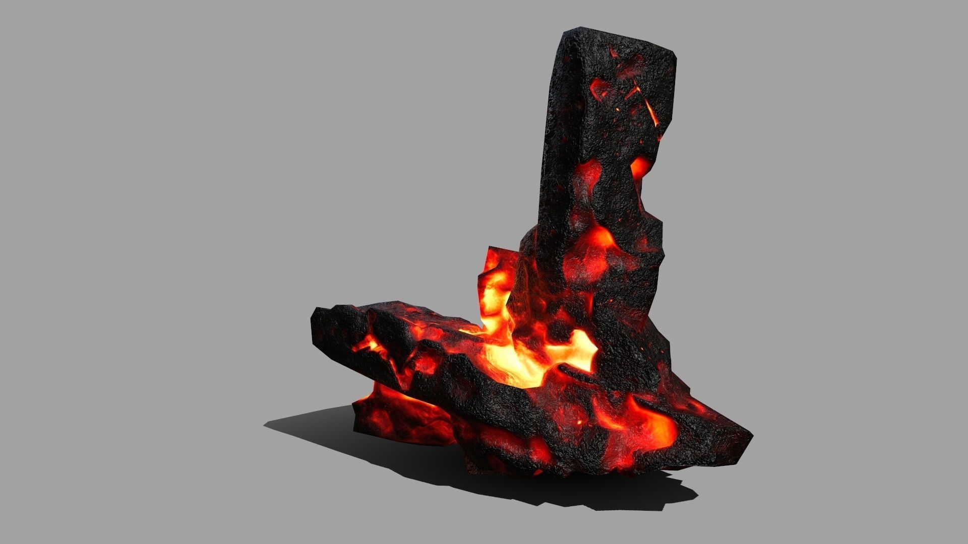 Rock Set piece of fire Low-poly 3D model_6