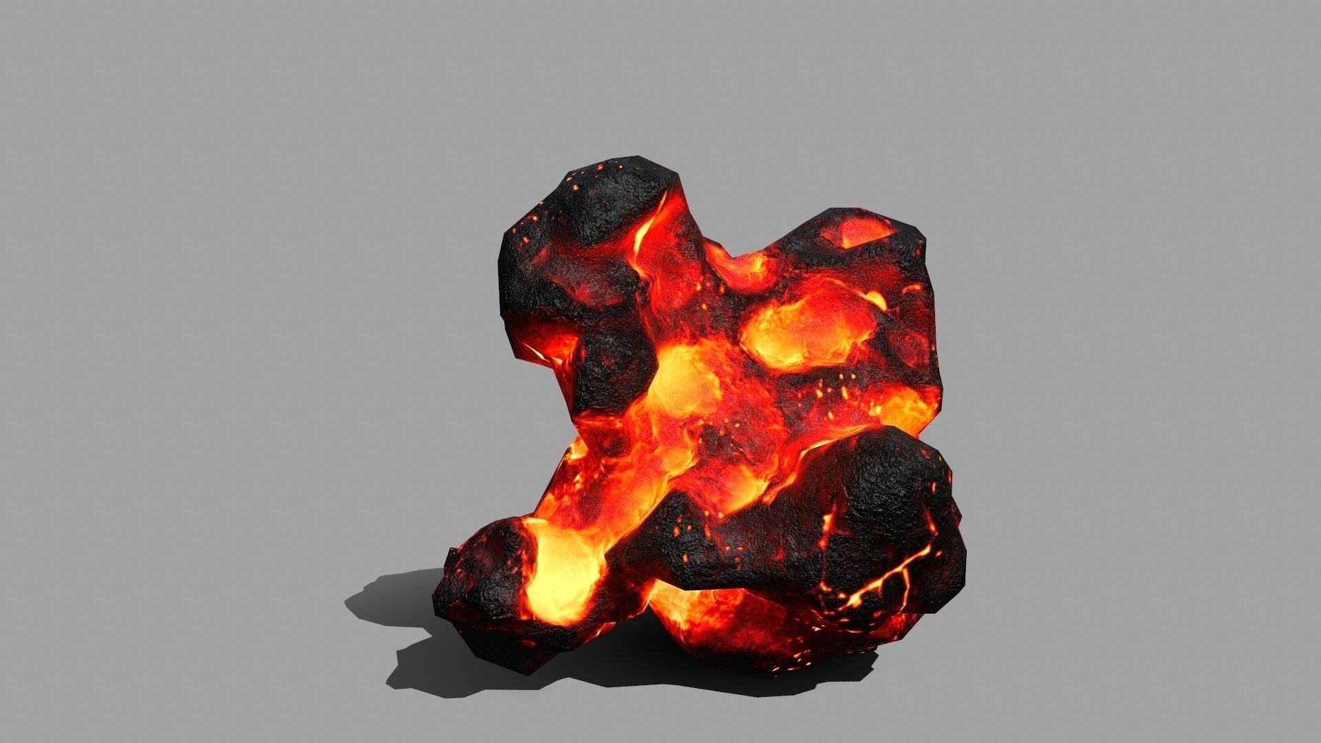 Rock Set piece of fire Low-poly 3D model_12