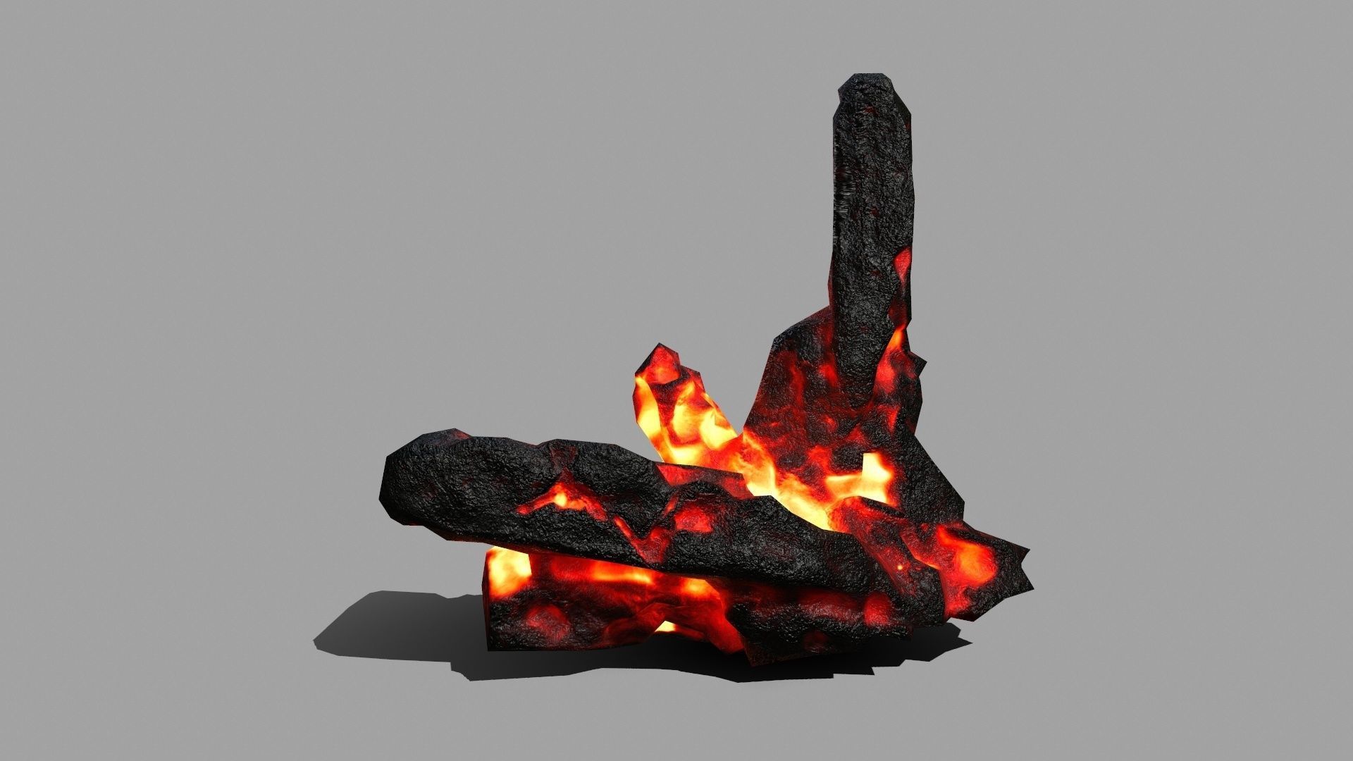 Rock Set piece of fire Low-poly 3D model_7