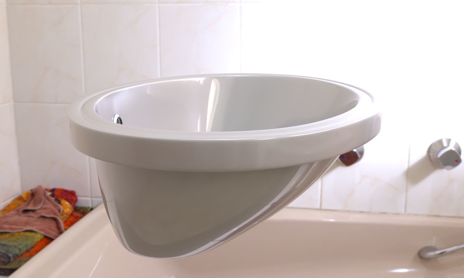 Washbasin bathroom sink with drainer 3D model_1