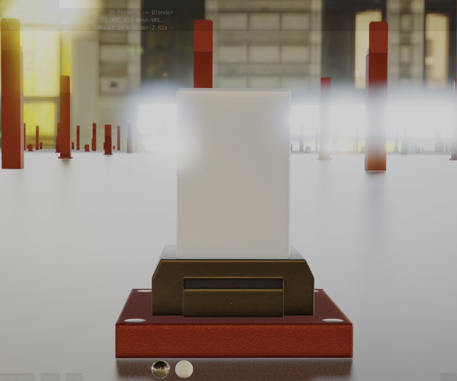 Street Light 8 Bollard 200mm Dark Red Version 3 Low-poly 3D model_24