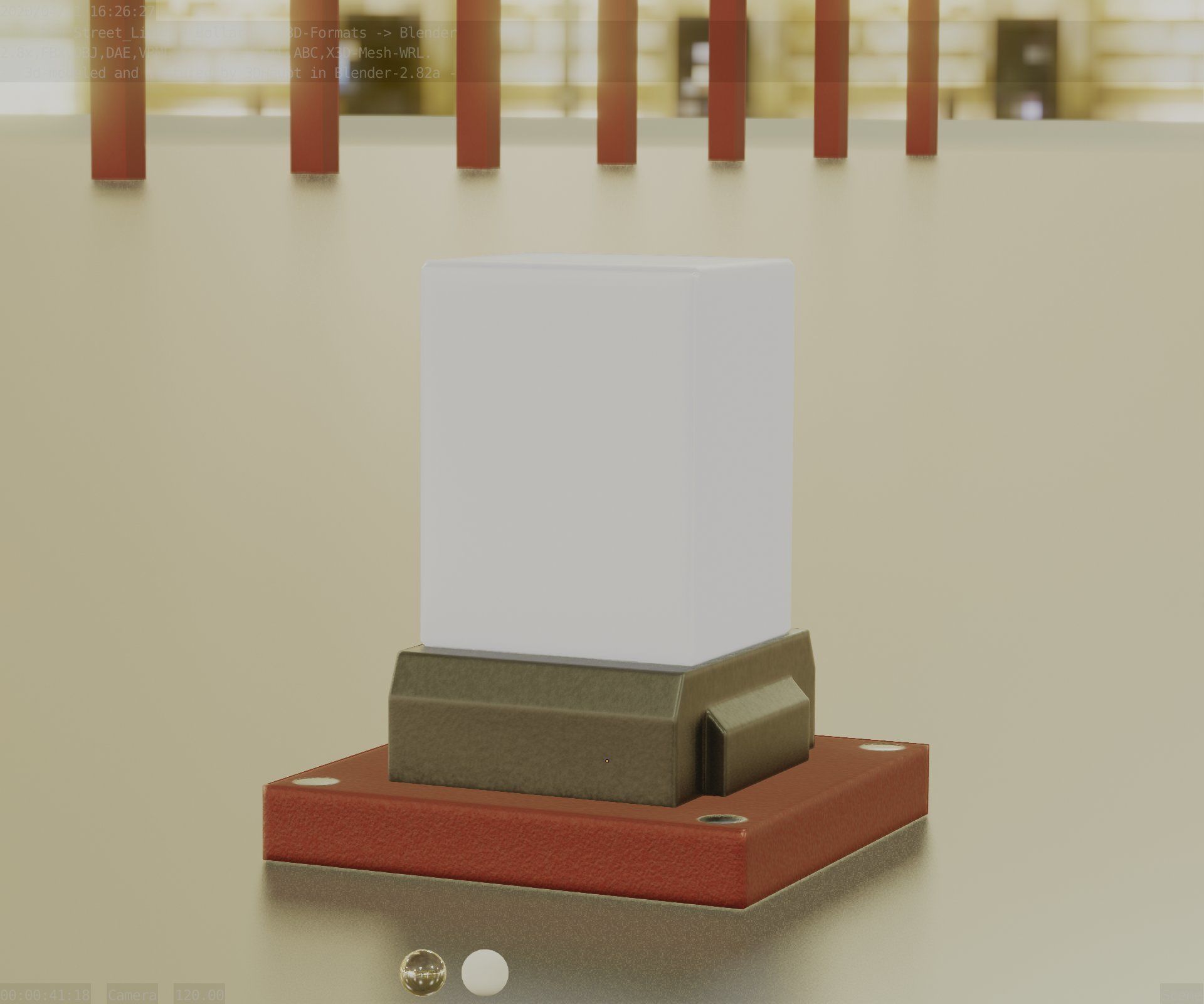 Street Light 8 Bollard 200mm Dark Red Version 3 Low-poly 3D model_16