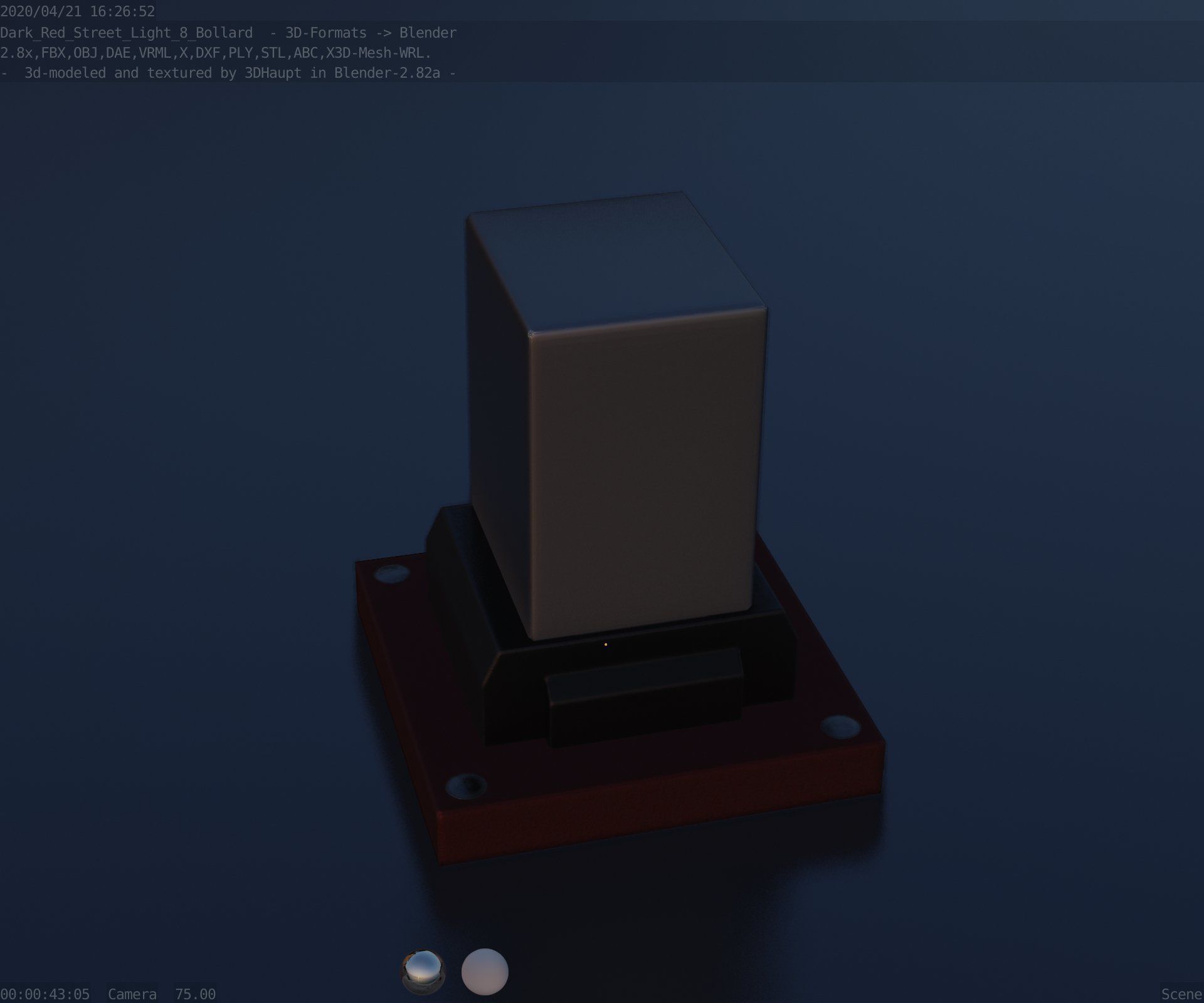 Street Light 8 Bollard 200mm Dark Red Version 3 Low-poly 3D model_51