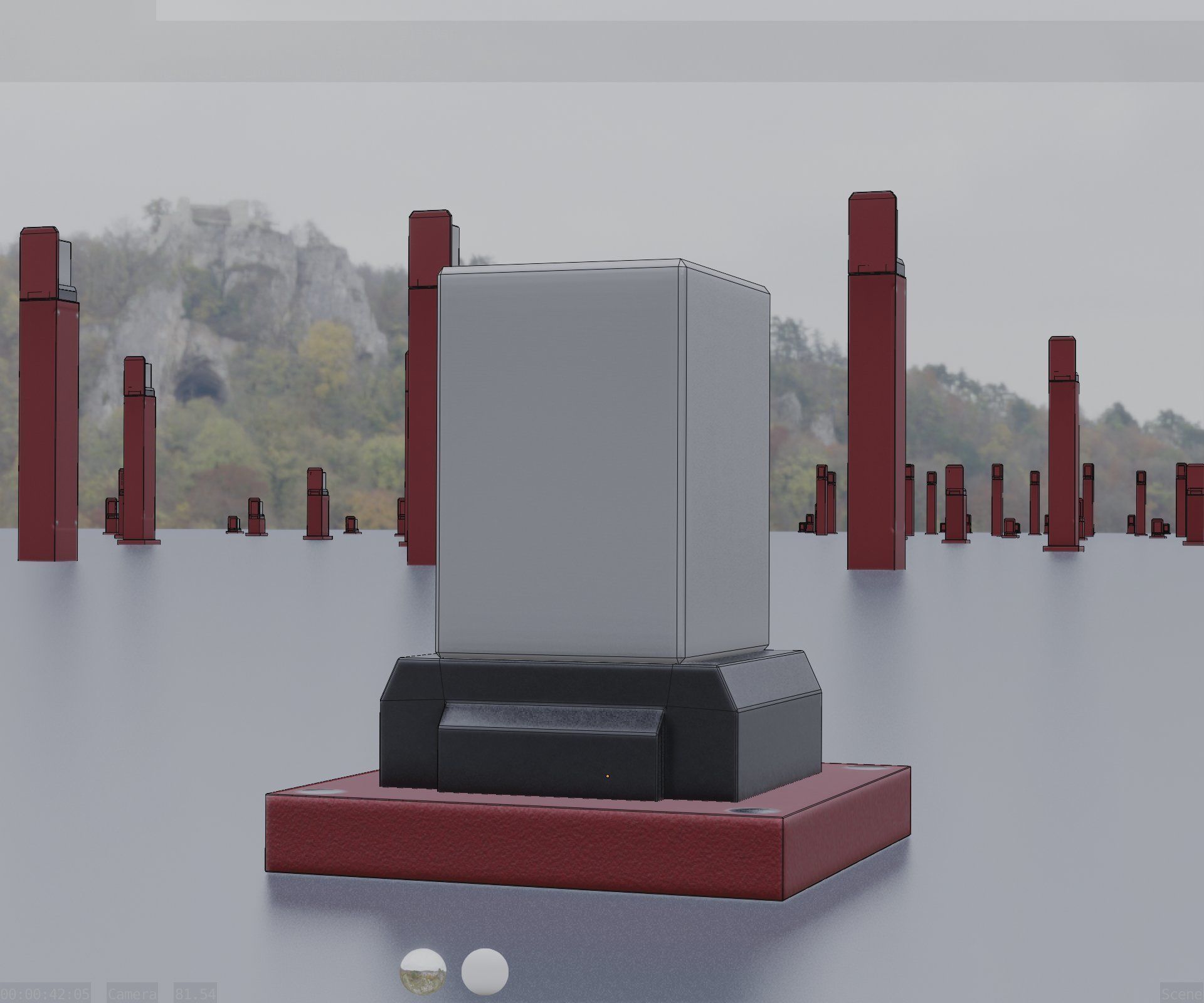 Street Light 8 Bollard 200mm Dark Red Version 3 Low-poly 3D model_27