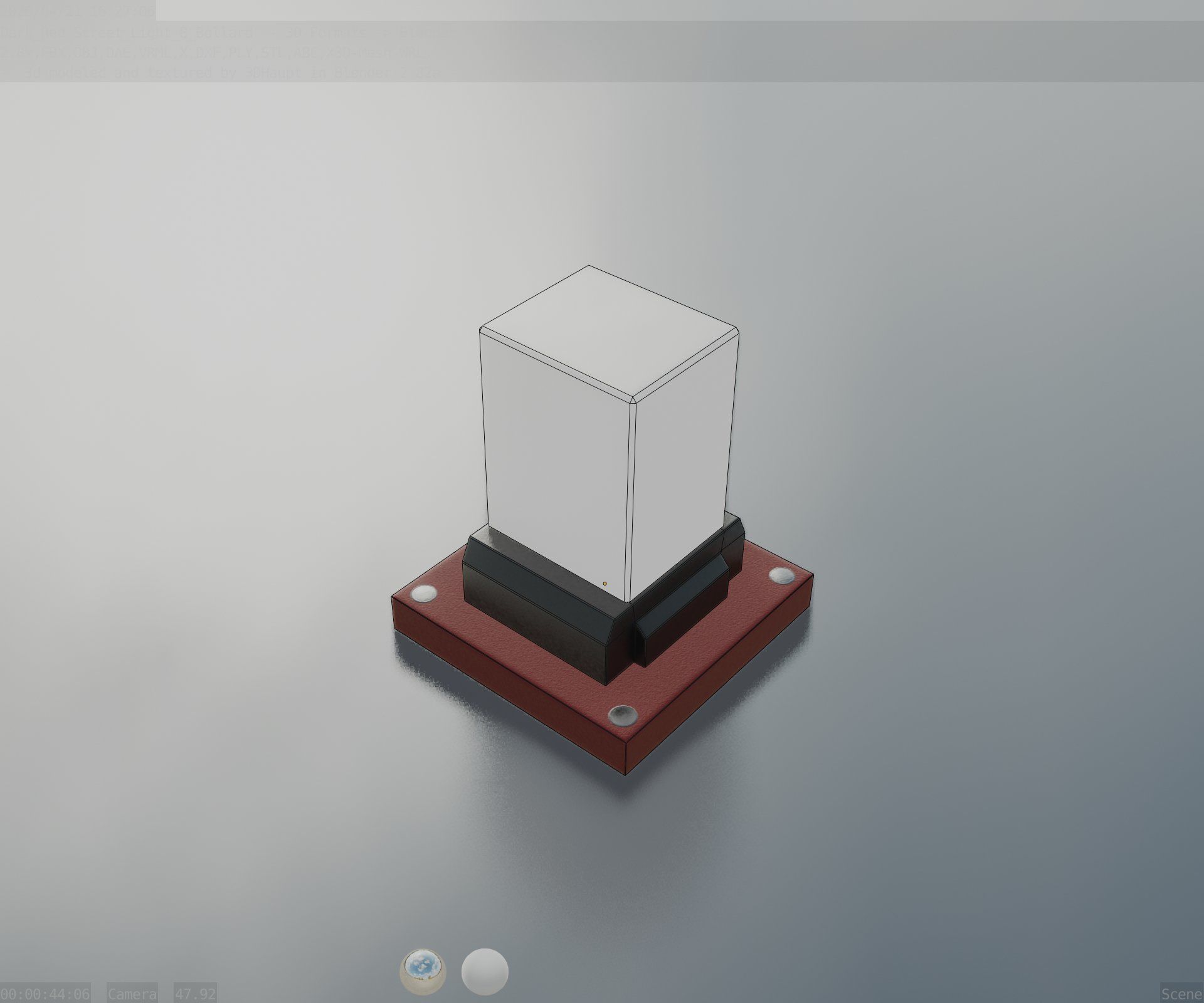 Street Light 8 Bollard 200mm Dark Red Version 3 Low-poly 3D model_72