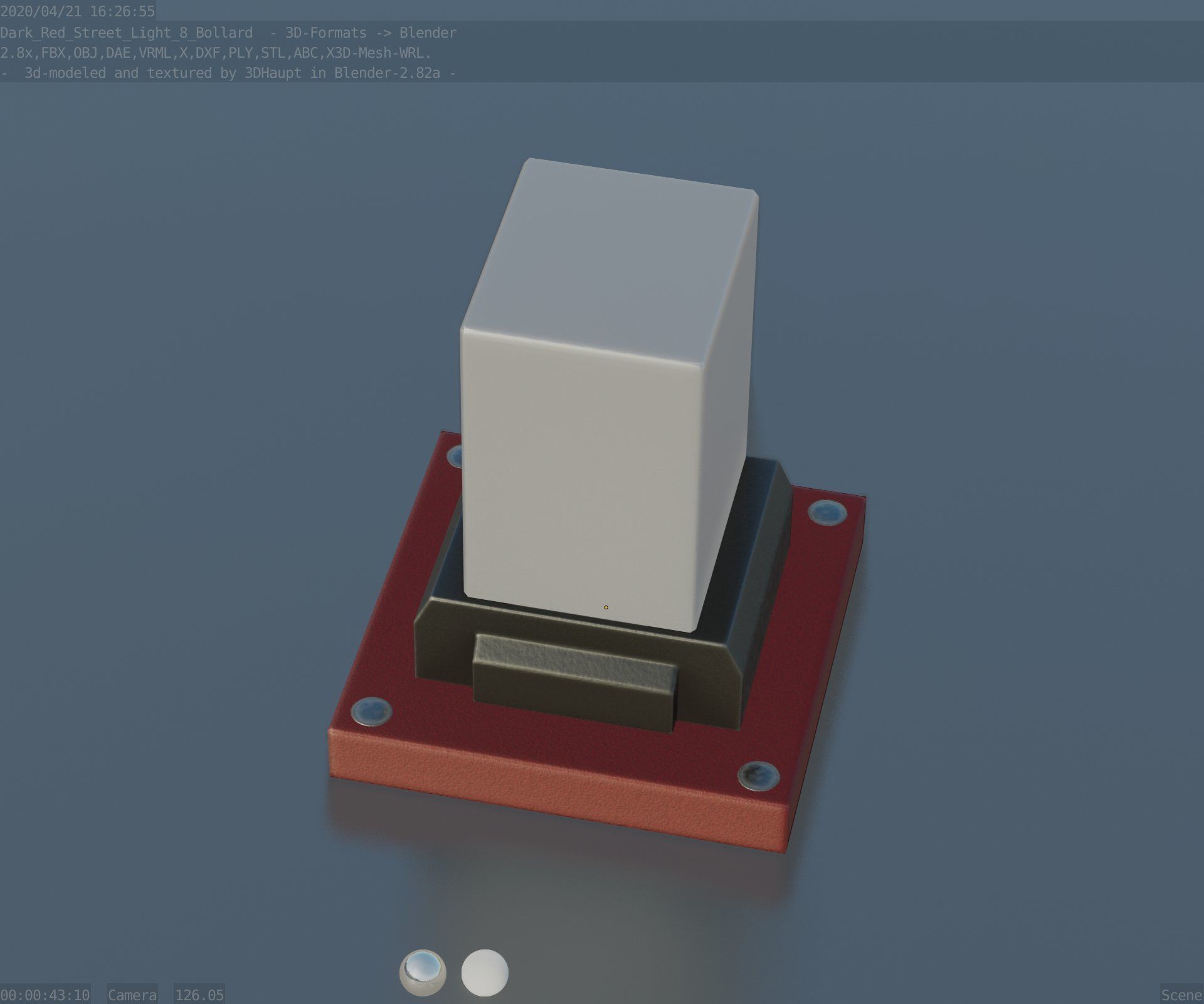 Street Light 8 Bollard 200mm Dark Red Version 3 Low-poly 3D model_56