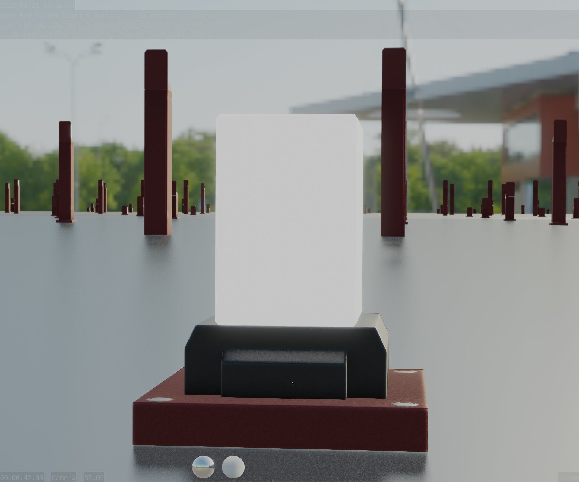 Street Light 8 Bollard 200mm Dark Red Version 3 Low-poly 3D model_25