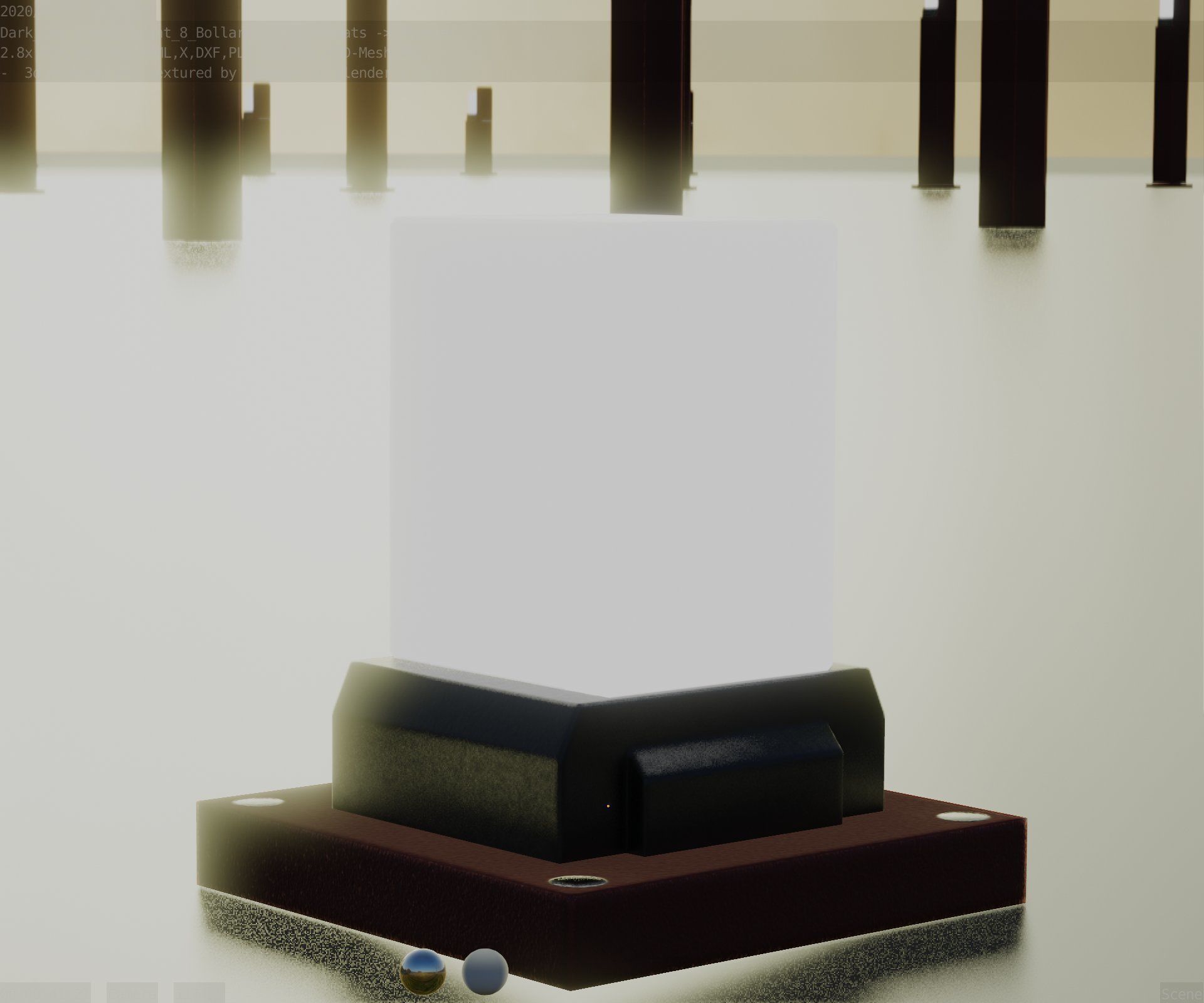 Street Light 8 Bollard 200mm Dark Red Version 3 Low-poly 3D model_19