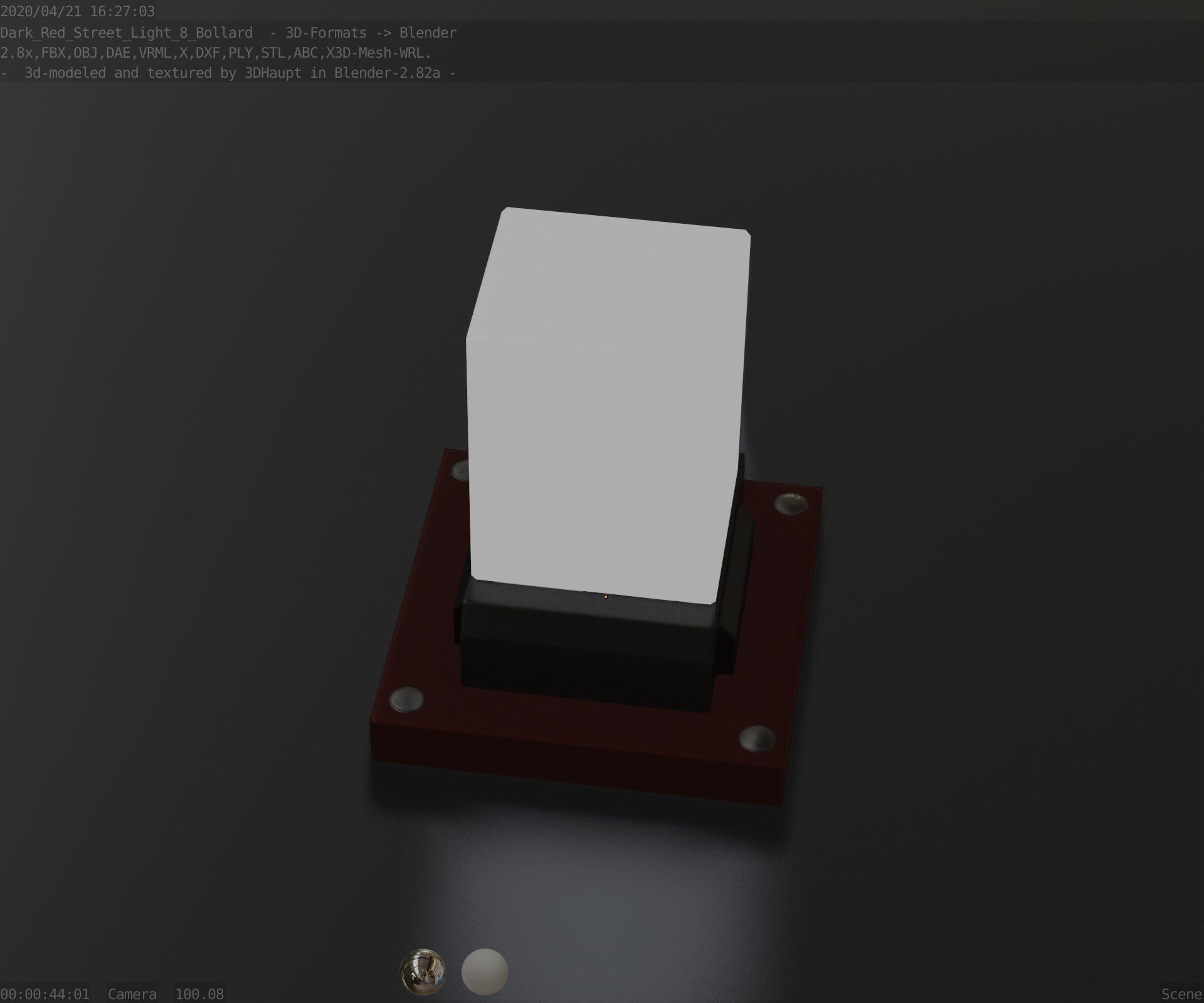 Street Light 8 Bollard 200mm Dark Red Version 3 Low-poly 3D model_67