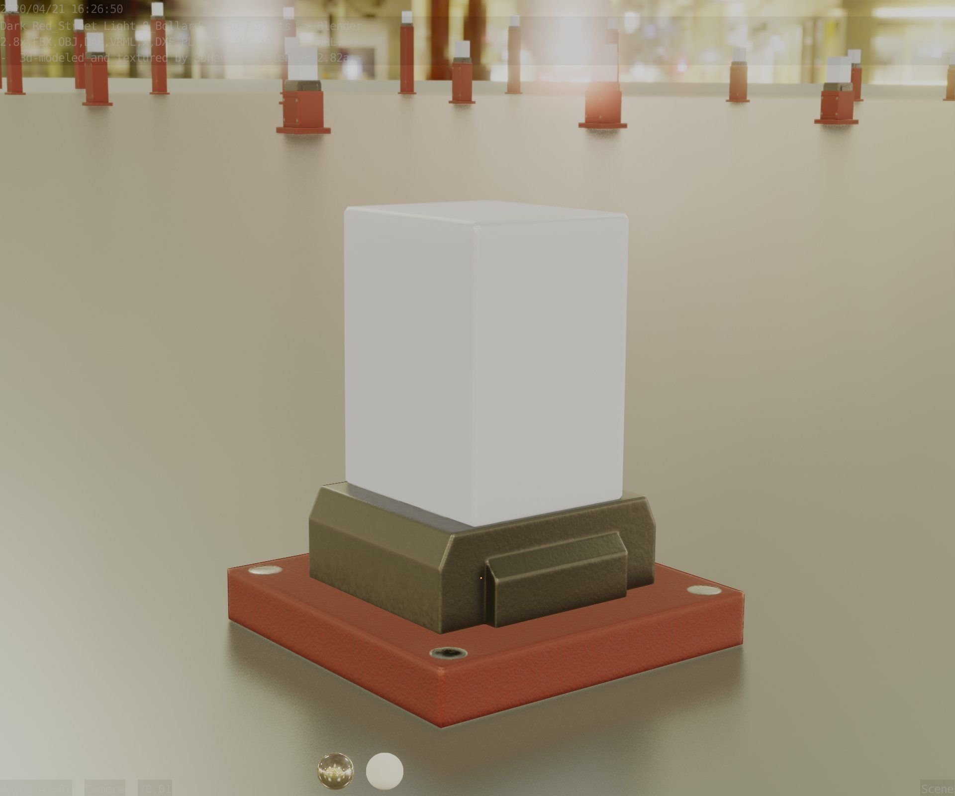 Street Light 8 Bollard 200mm Dark Red Version 3 Low-poly 3D model_47