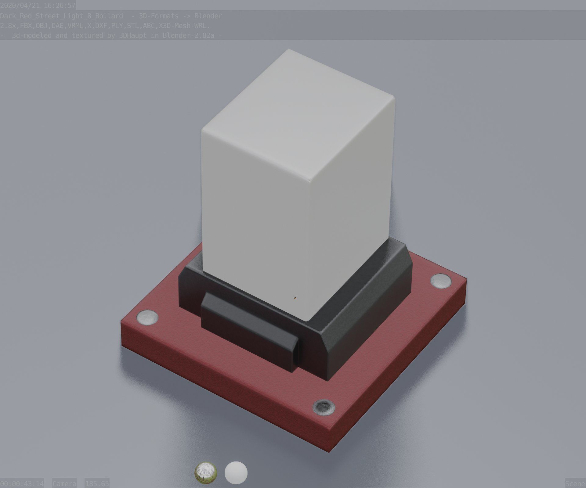 Street Light 8 Bollard 200mm Dark Red Version 3 Low-poly 3D model_57