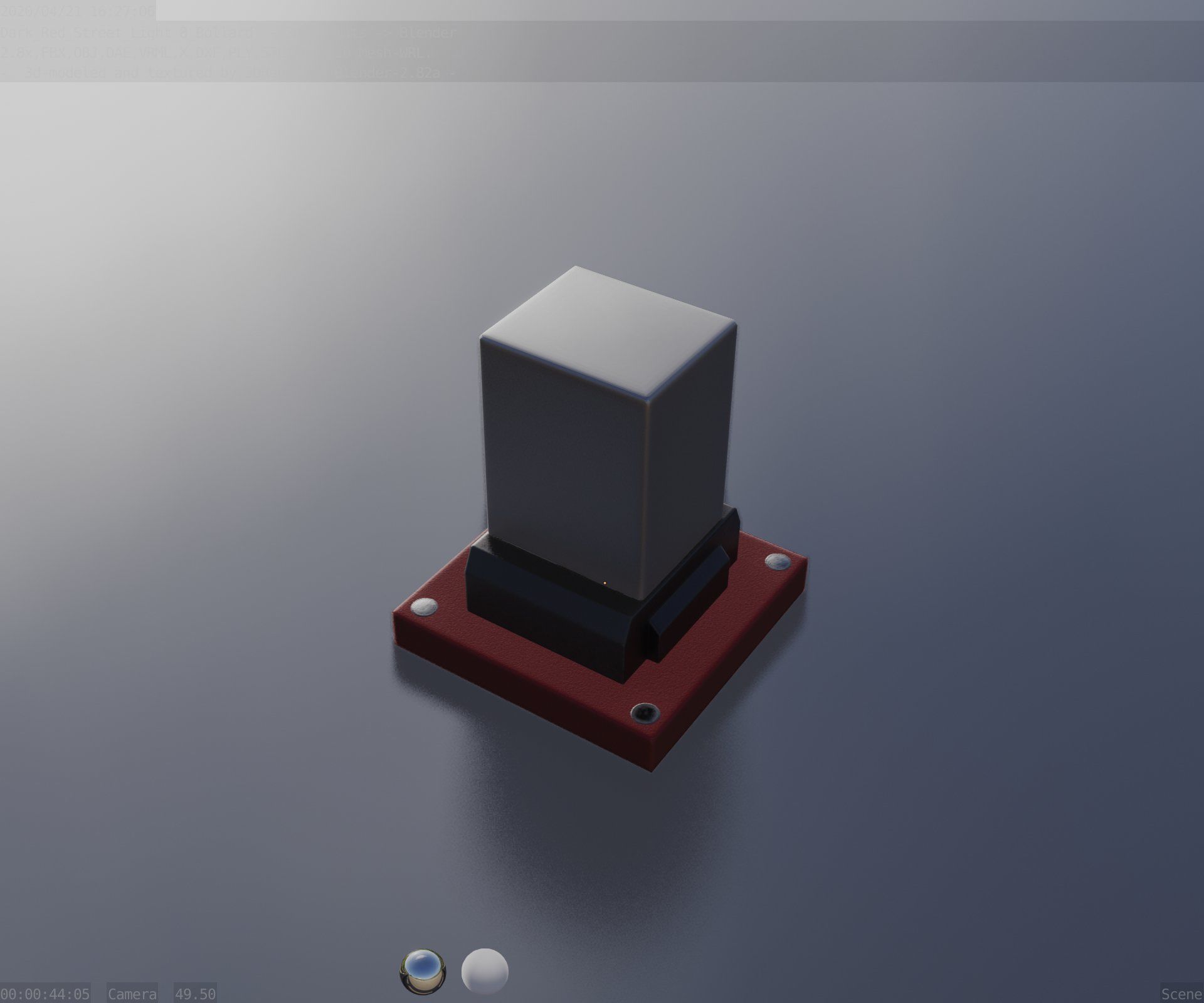 Street Light 8 Bollard 200mm Dark Red Version 3 Low-poly 3D model_71