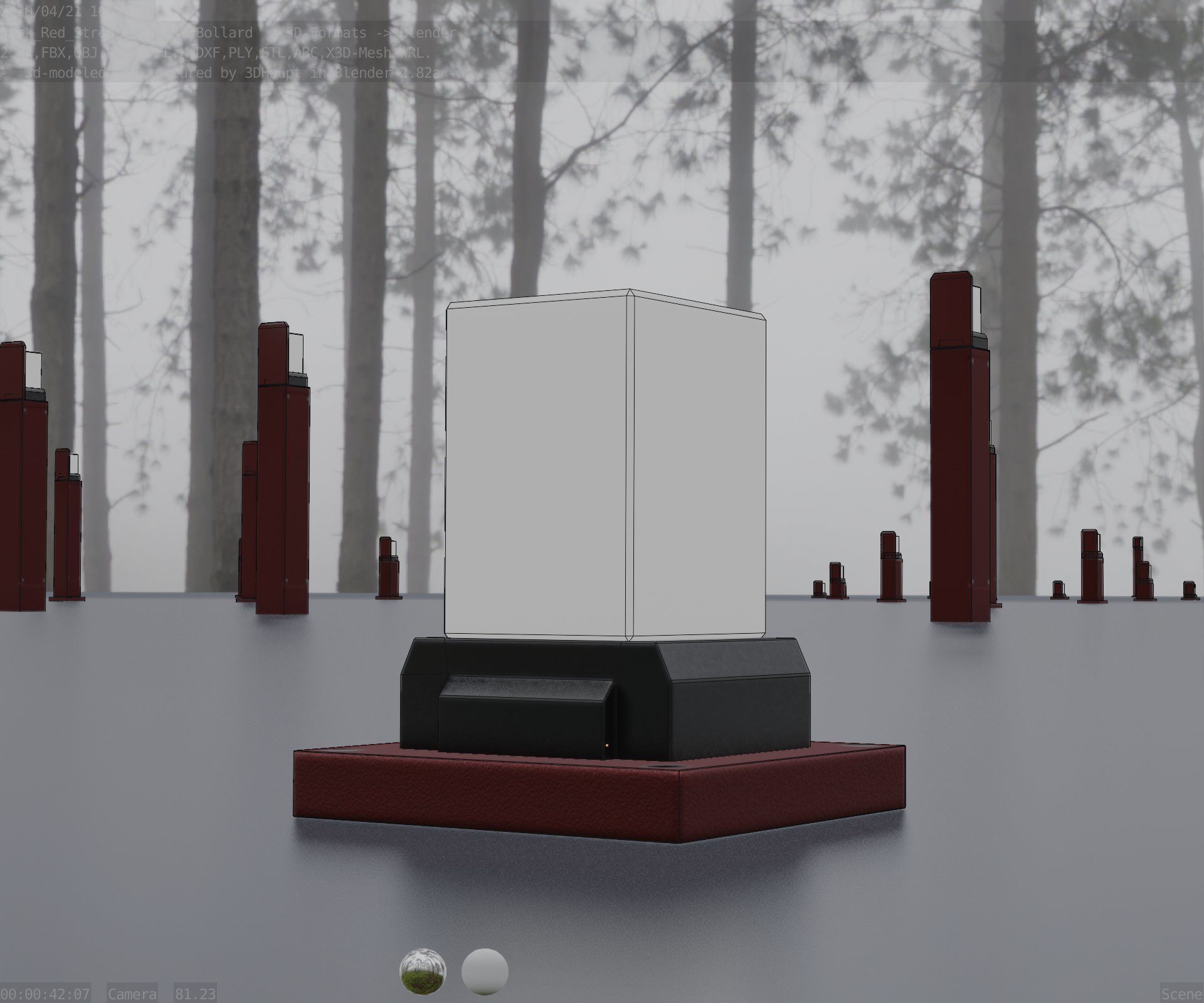 Street Light 8 Bollard 200mm Dark Red Version 3 Low-poly 3D model_29