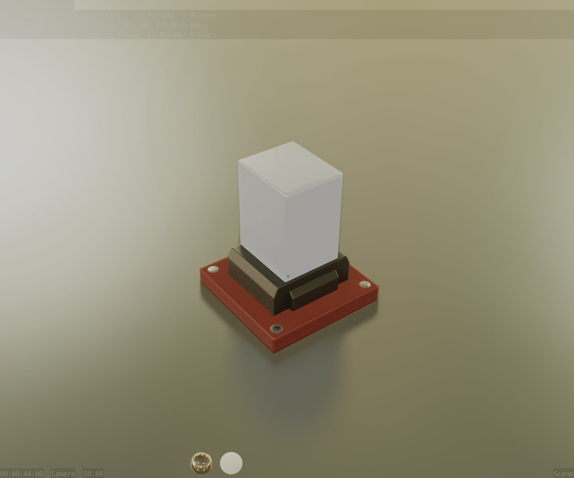 Street Light 8 Bollard 200mm Dark Red Version 3 Low-poly 3D model_74