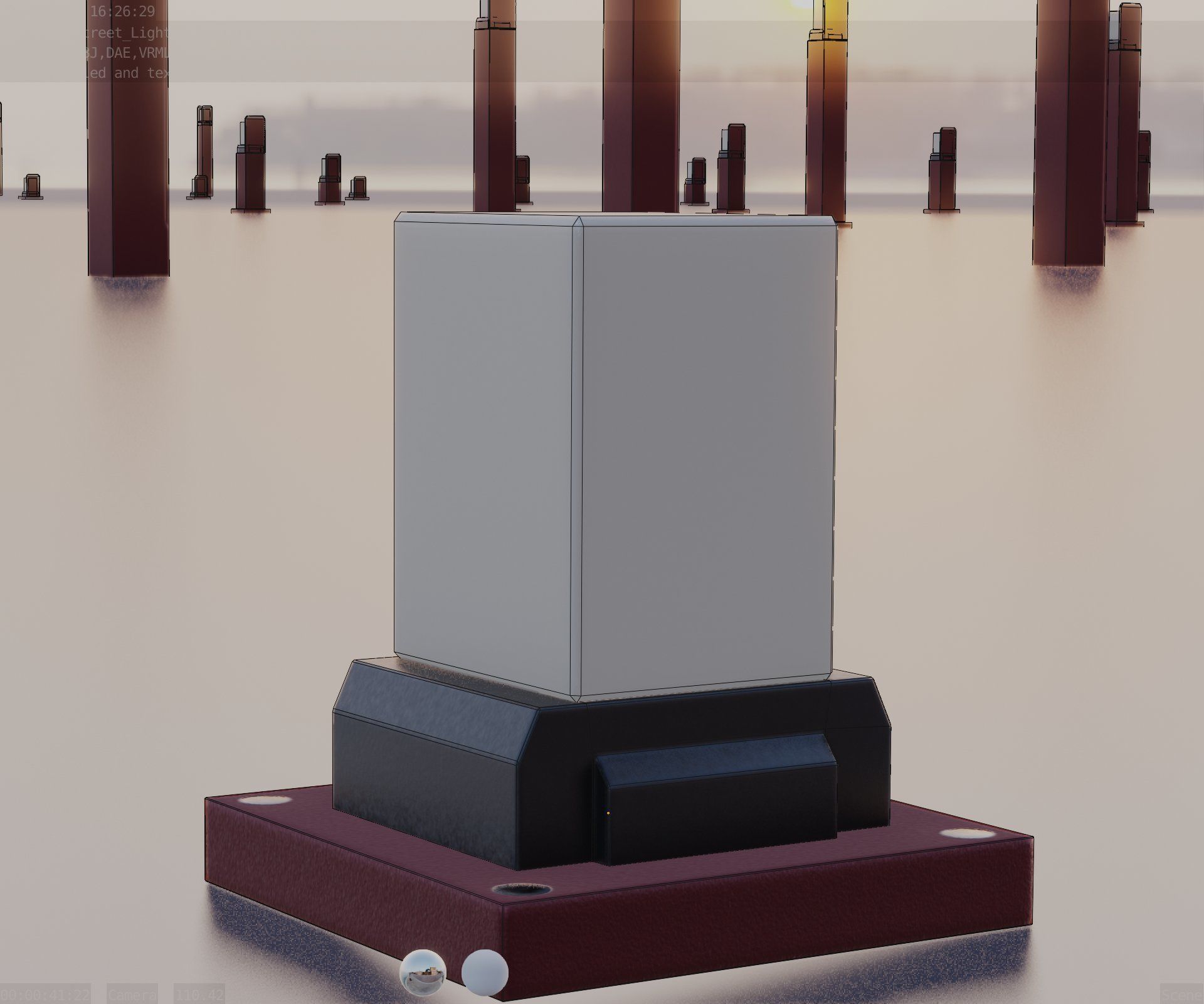 Street Light 8 Bollard 200mm Dark Red Version 3 Low-poly 3D model_20