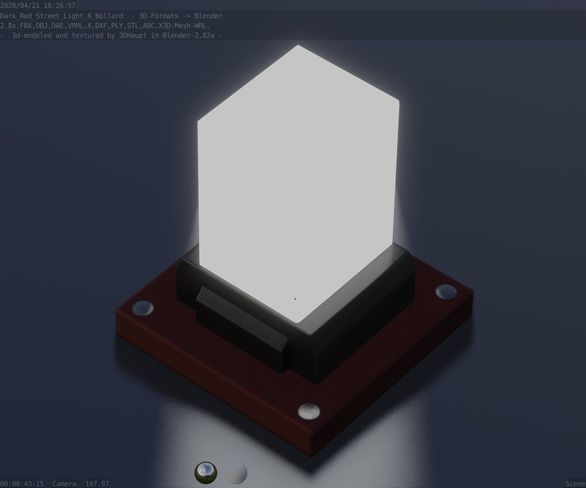 Street Light 8 Bollard 200mm Dark Red Version 3 Low-poly 3D model_58