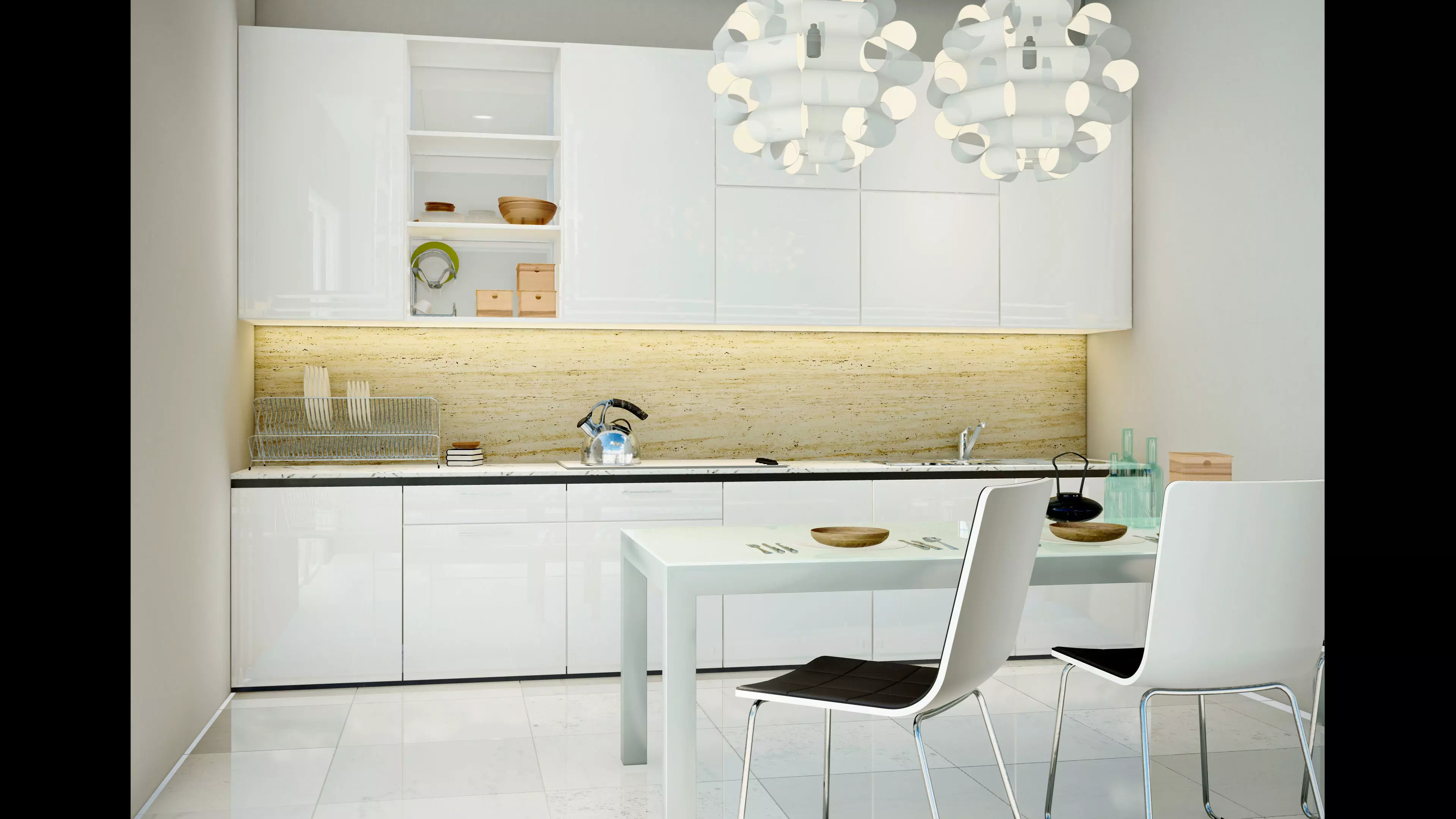 Lumion10 Scene - White Kitchen Room 3D model