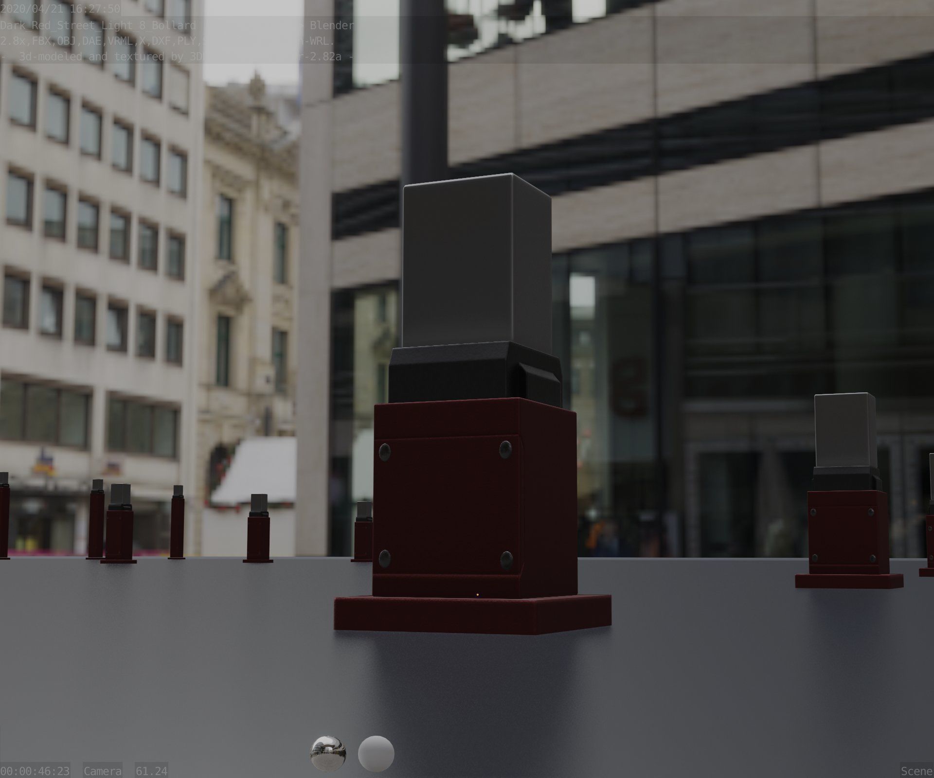 Street Light 8 Bollard 350mm Dark Red Version 3 Low-poly 3D model_36