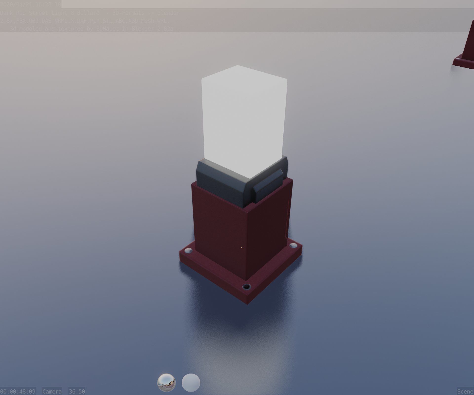Street Light 8 Bollard 350mm Dark Red Version 3 Low-poly 3D model_70