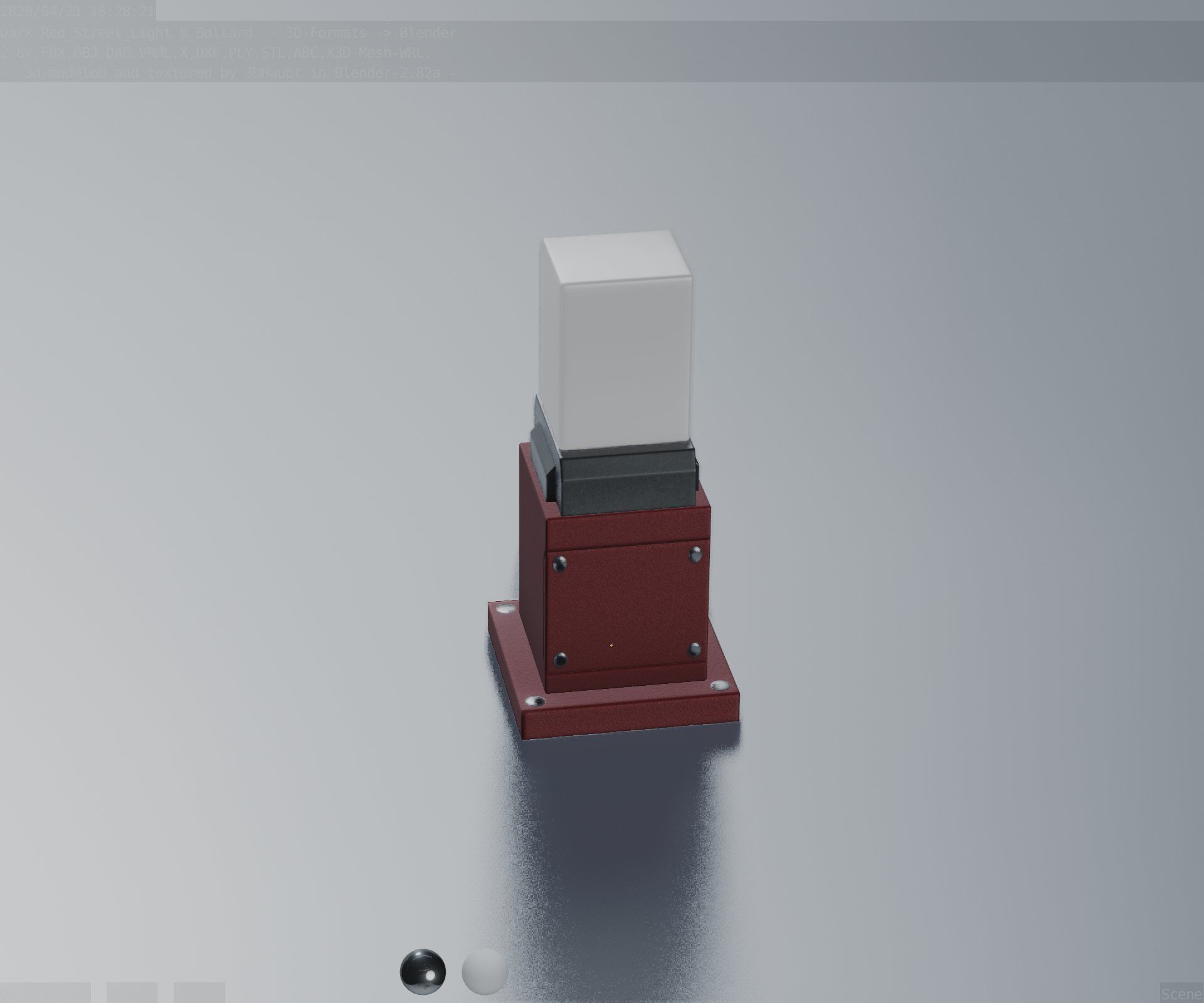 Street Light 8 Bollard 350mm Dark Red Version 3 Low-poly 3D model_87