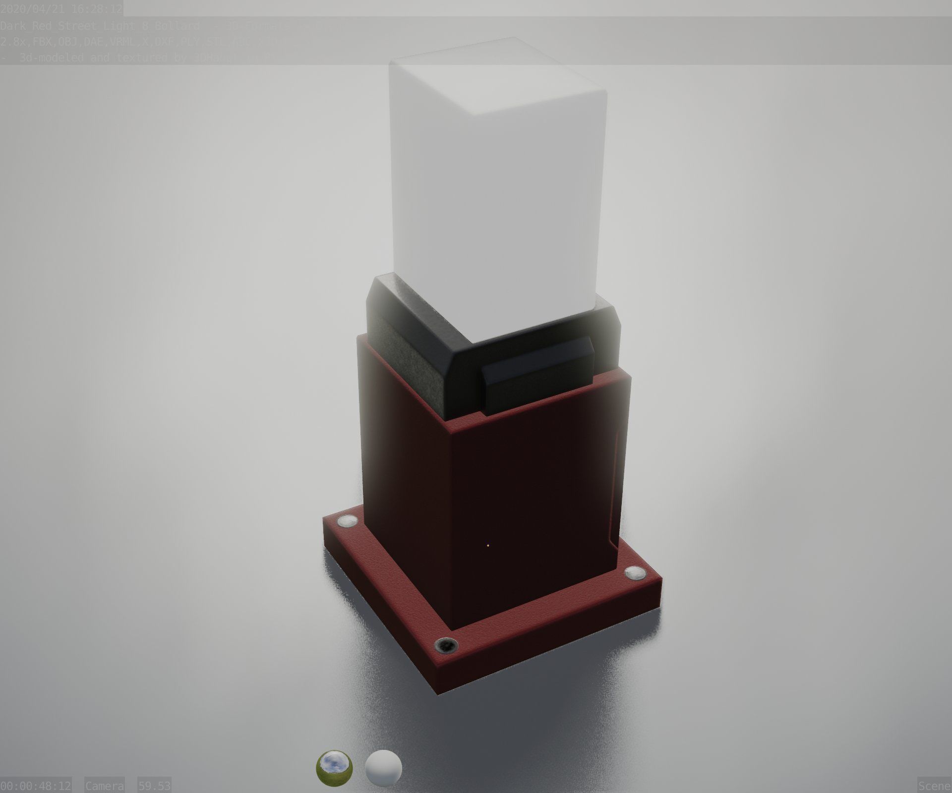 Street Light 8 Bollard 350mm Dark Red Version 3 Low-poly 3D model_73