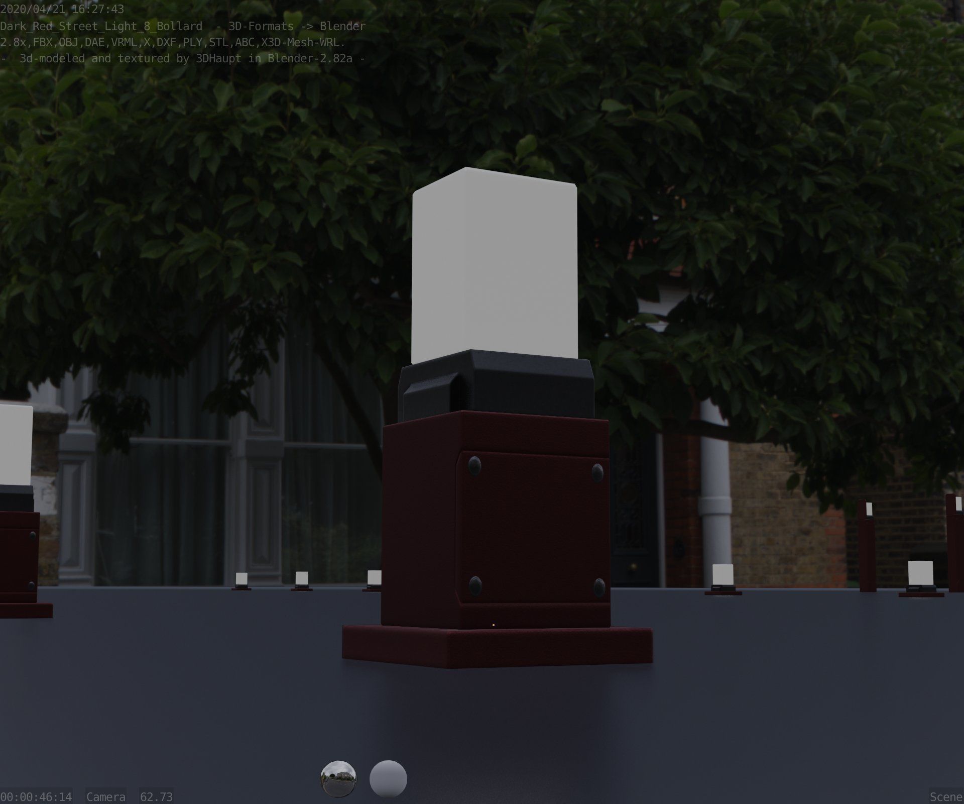 Street Light 8 Bollard 350mm Dark Red Version 3 Low-poly 3D model_27