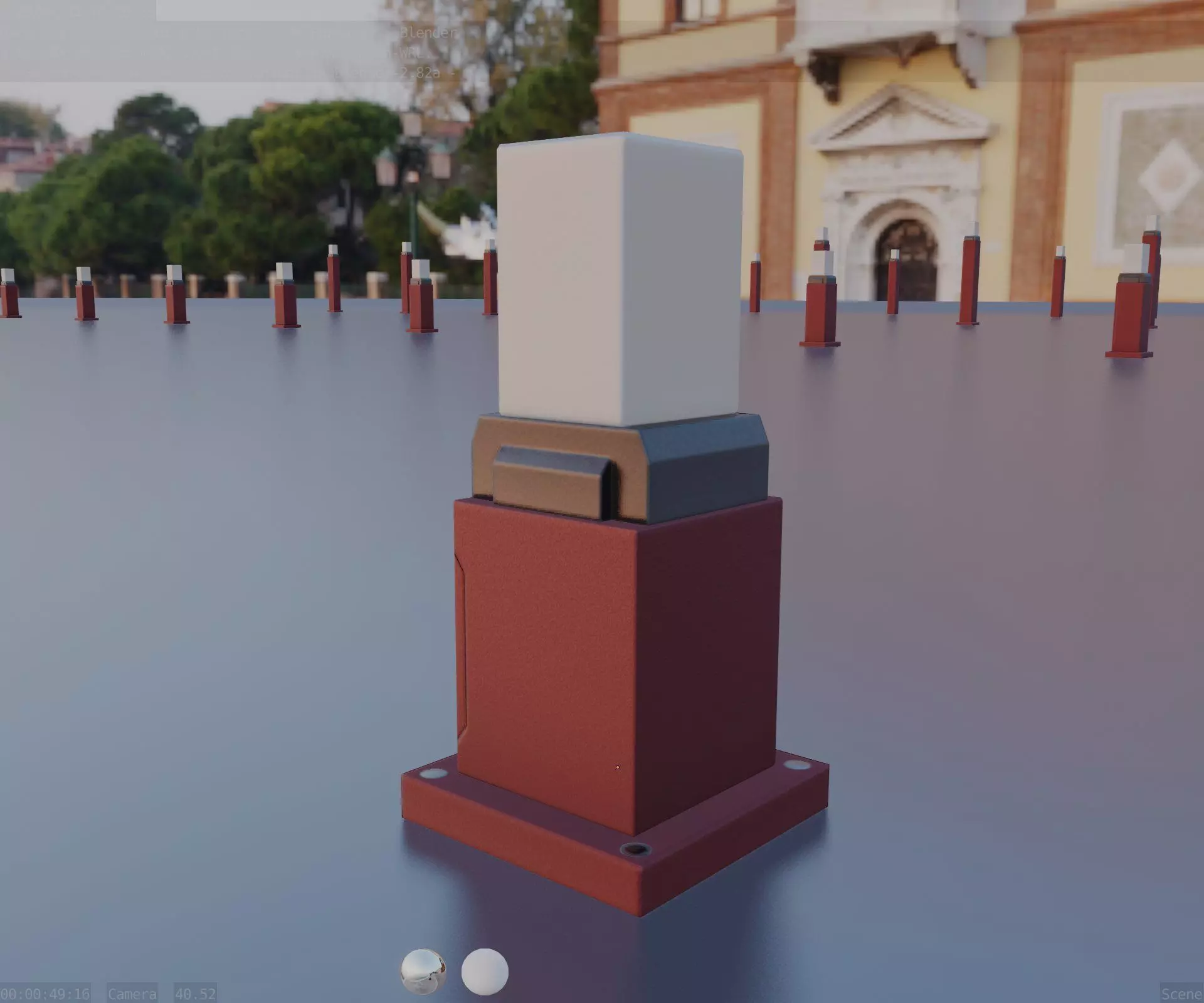 Street Light 8 Bollard 350mm Dark Red Version 3 Low-poly 3D model_0