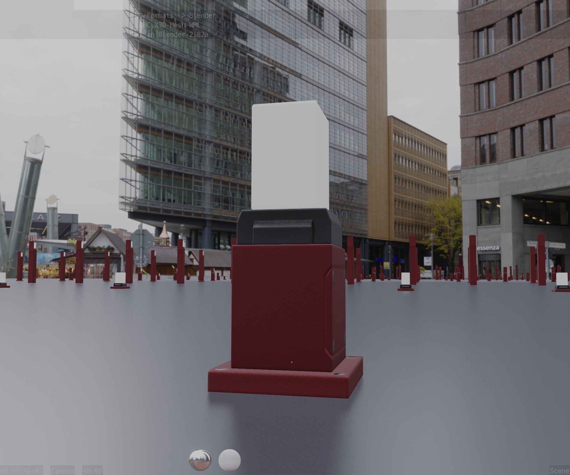 Street Light 8 Bollard 350mm Dark Red Version 3 Low-poly 3D model_20