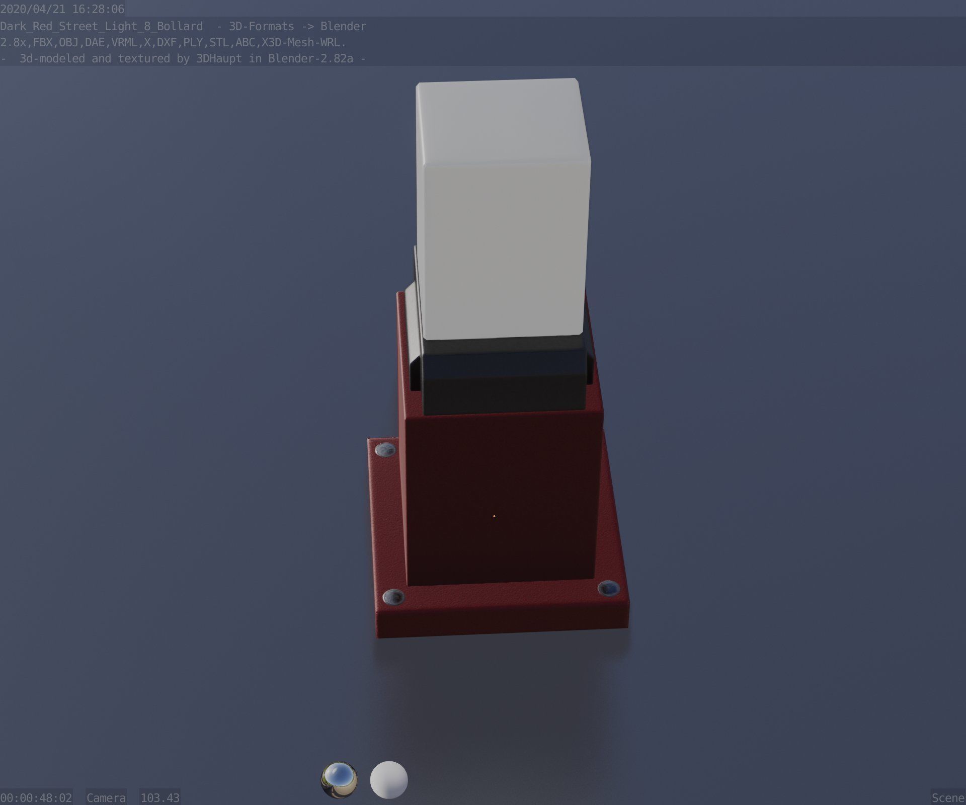 Street Light 8 Bollard 350mm Dark Red Version 3 Low-poly 3D model_63