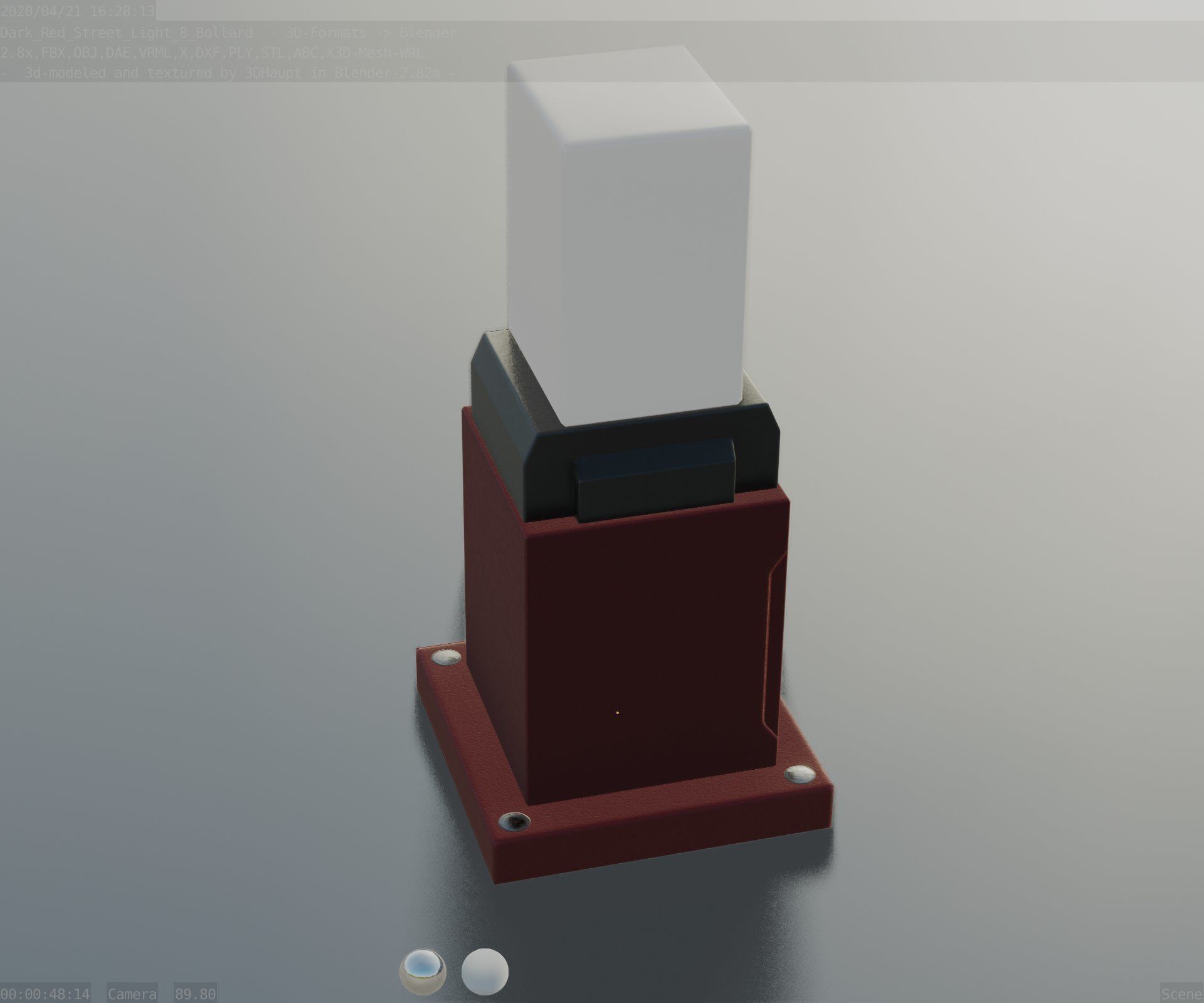 Street Light 8 Bollard 350mm Dark Red Version 3 Low-poly 3D model_75