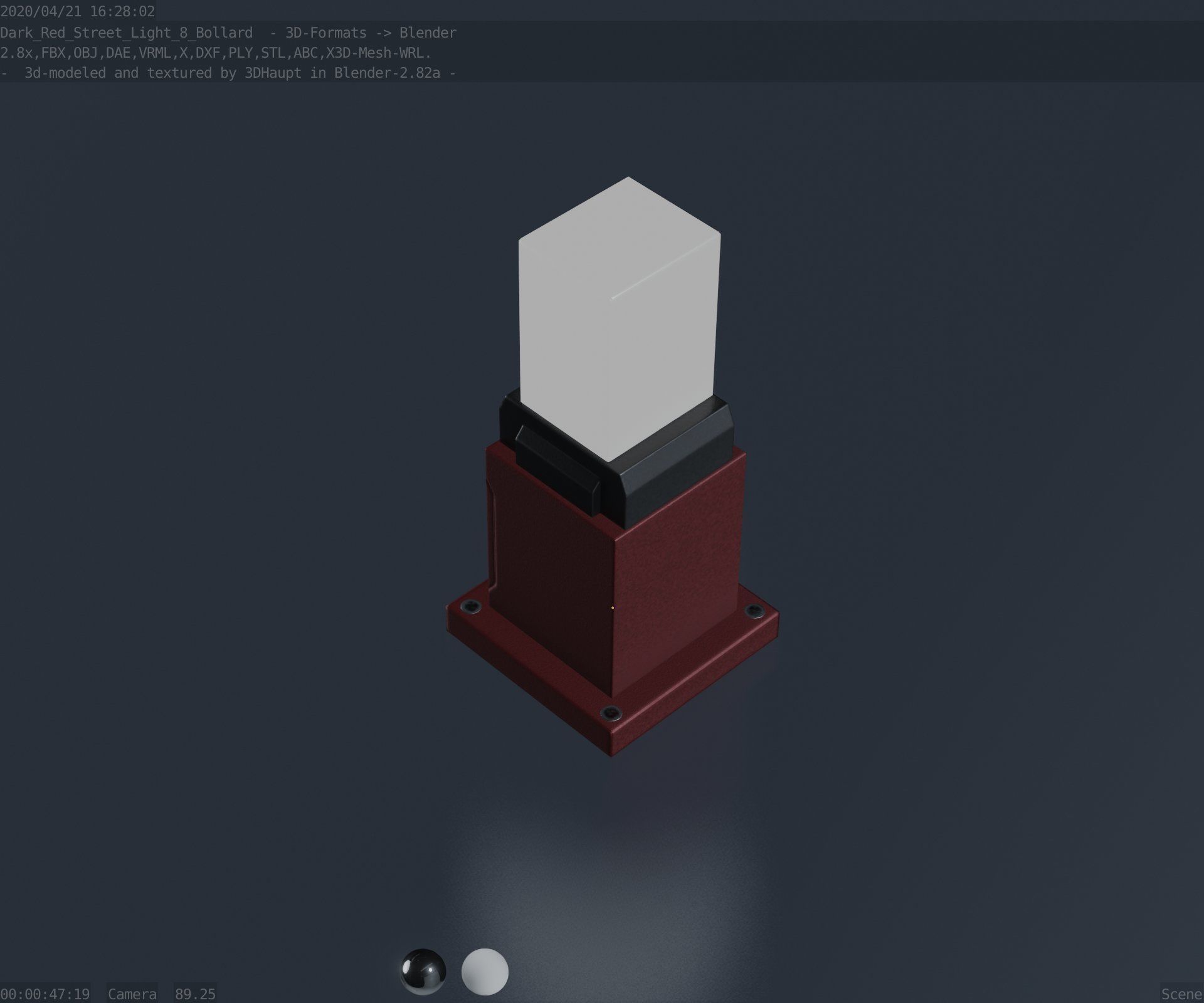 Street Light 8 Bollard 350mm Dark Red Version 3 Low-poly 3D model_56