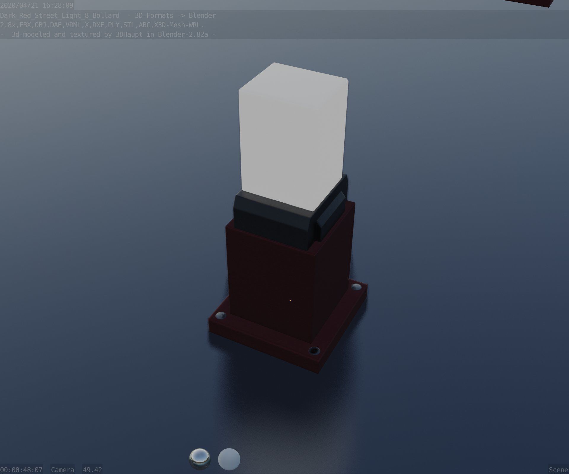 Street Light 8 Bollard 350mm Dark Red Version 3 Low-poly 3D model_68