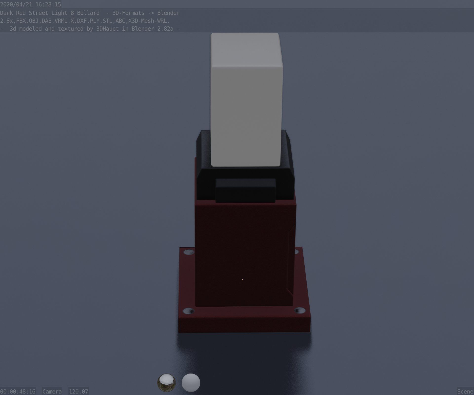 Street Light 8 Bollard 350mm Dark Red Version 3 Low-poly 3D model_77