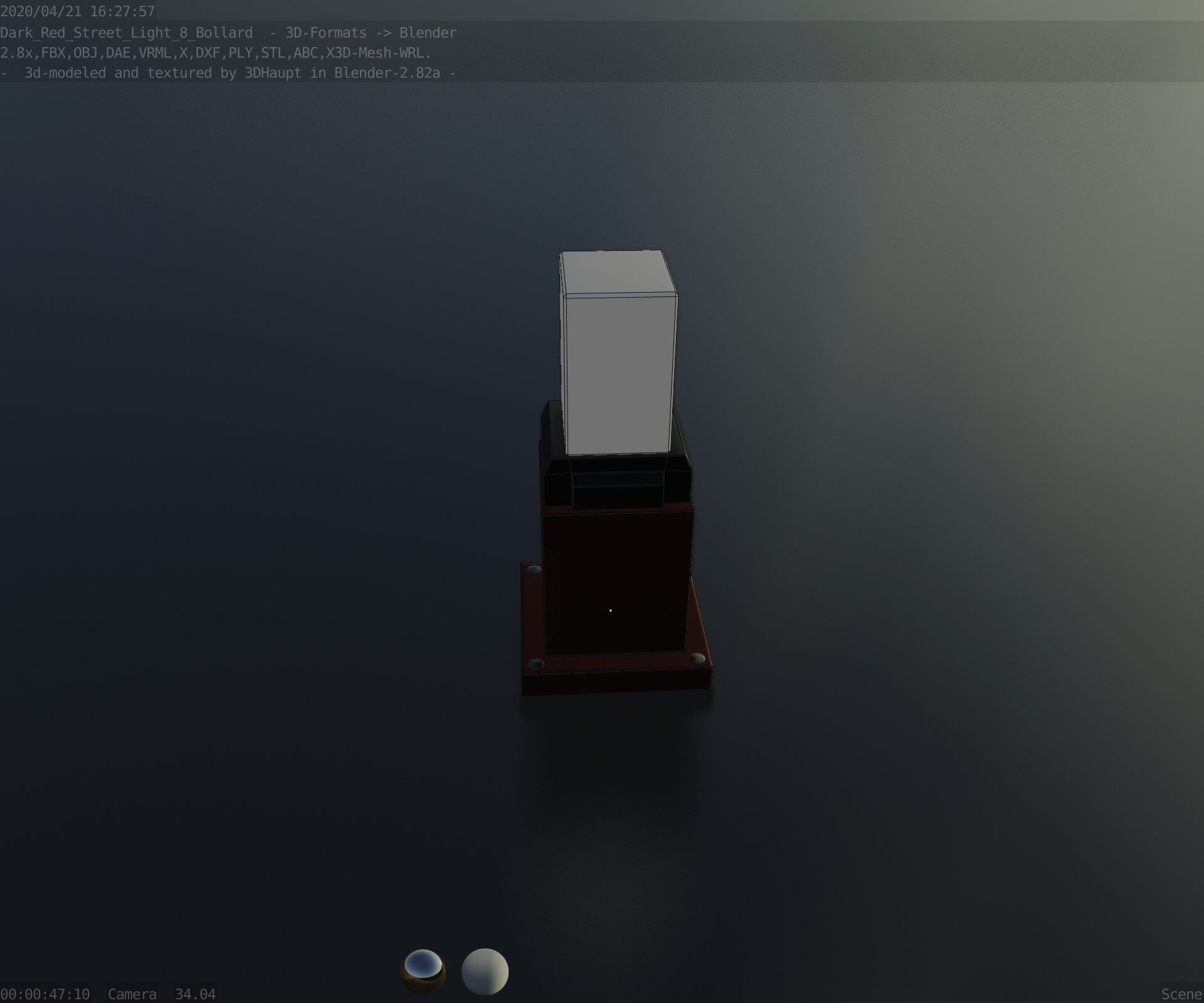 Street Light 8 Bollard 350mm Dark Red Version 3 Low-poly 3D model_47