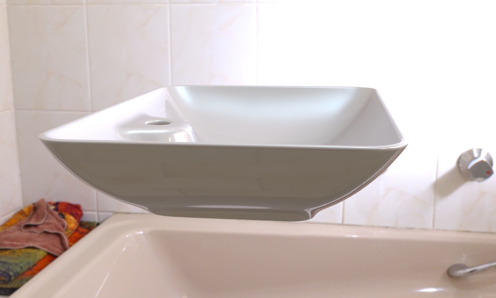 Washbasin square bathroom sink 3D model_1