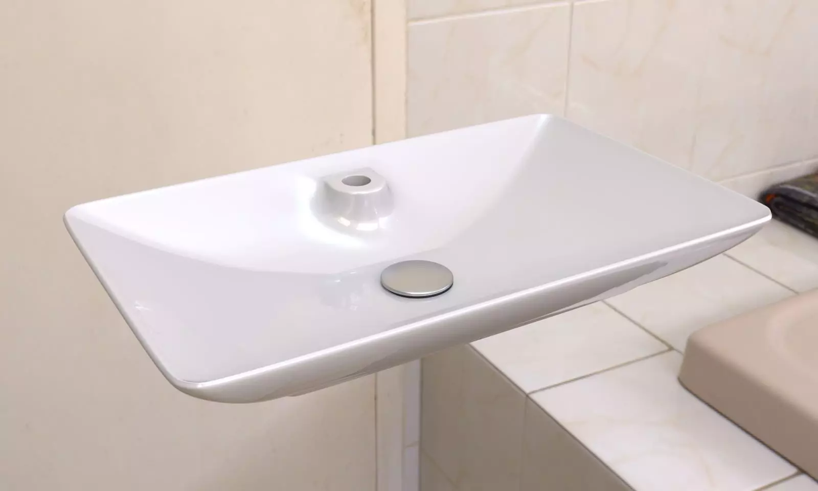 Washbasin bathroom sink with square shape 3D model_0
