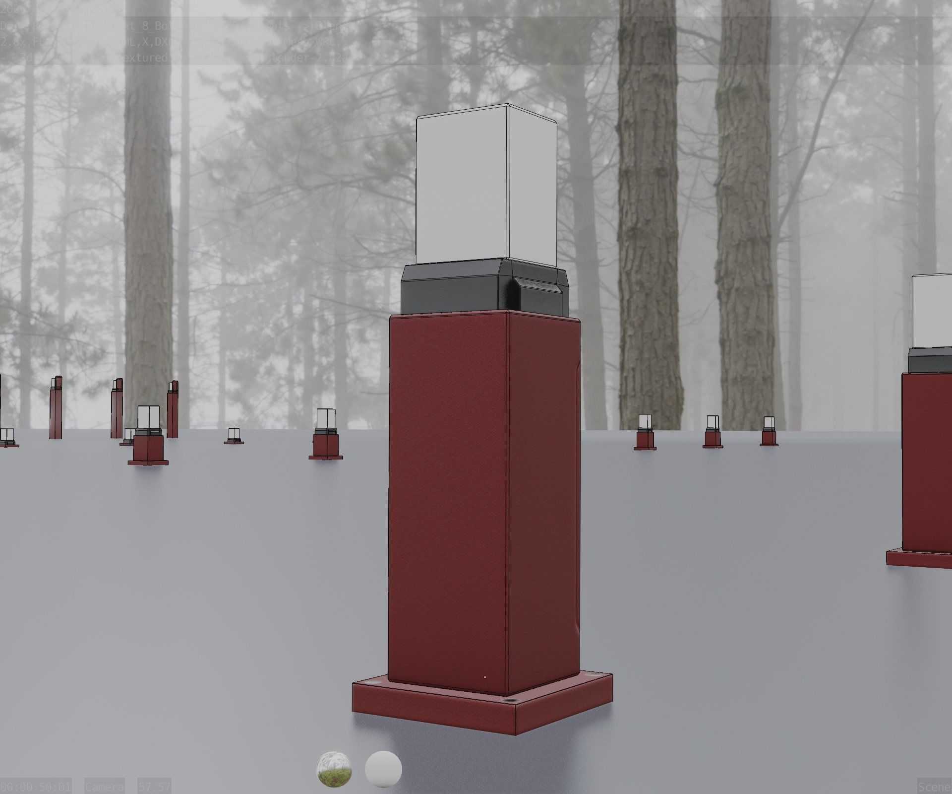Street Light 8 Bollard 500mm Dark Red Version 3 Low-poly 3D model_17