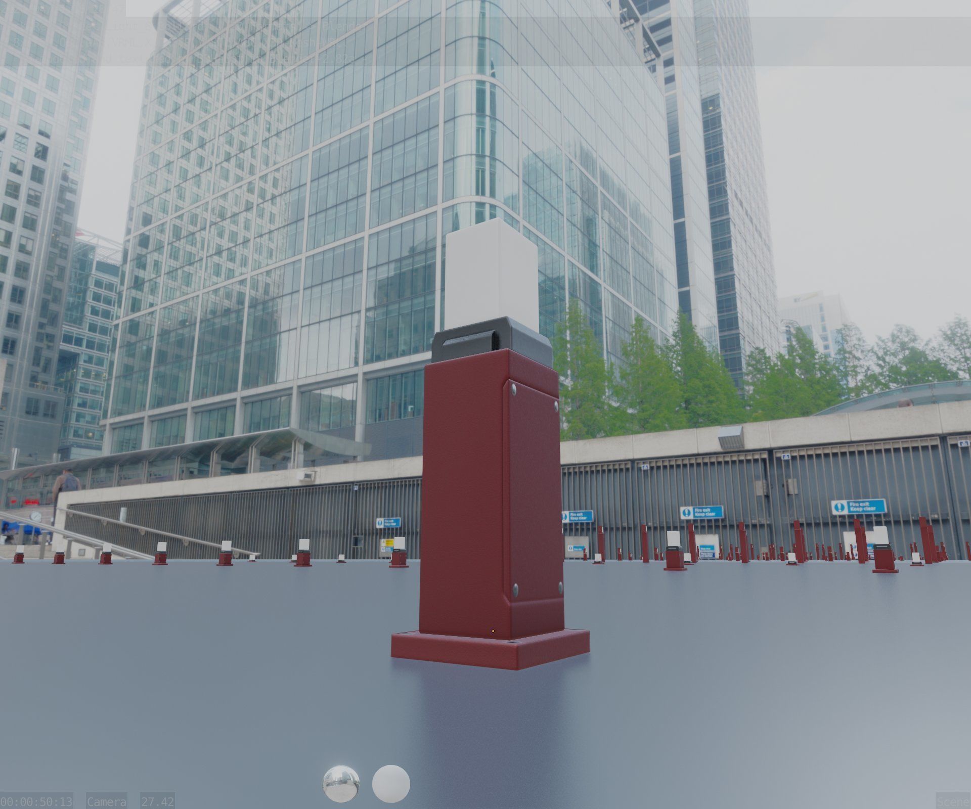 Street Light 8 Bollard 500mm Dark Red Version 3 Low-poly 3D model_1