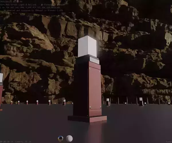 Street Light 8 Bollard 500mm Dark Red Version 3 Low-poly 3D model