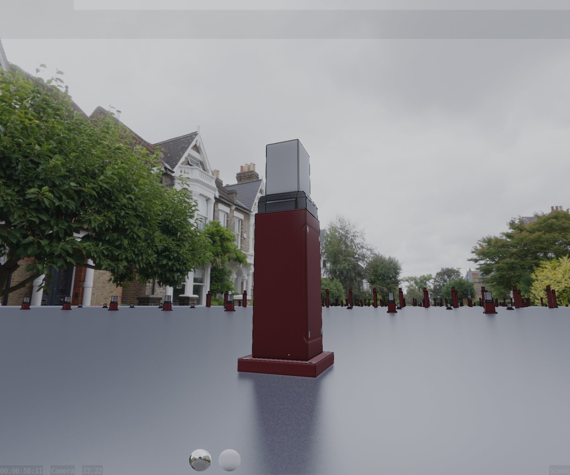 Street Light 8 Bollard 500mm Dark Red Version 3 Low-poly 3D model_27