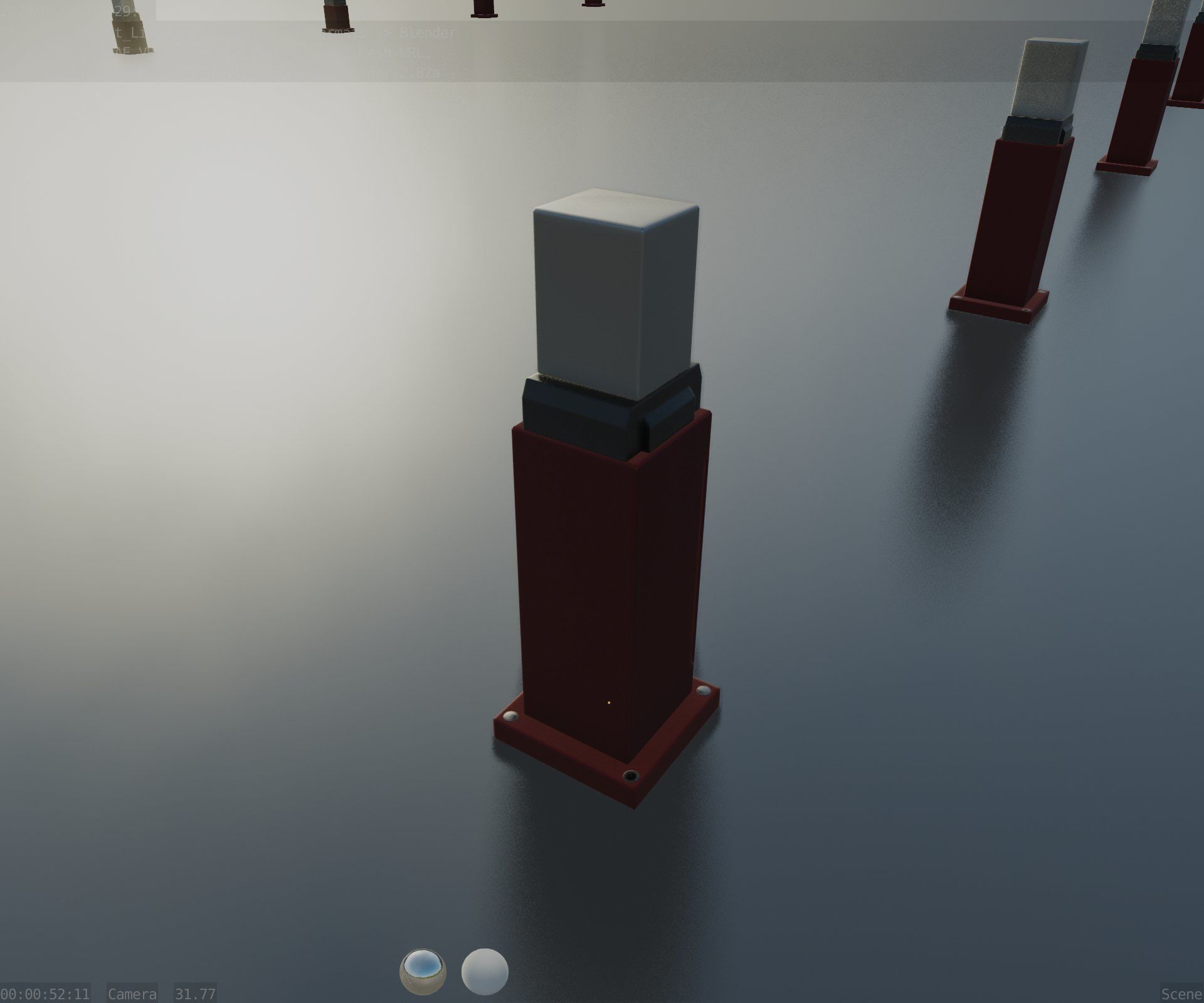 Street Light 8 Bollard 500mm Dark Red Version 3 Low-poly 3D model_59