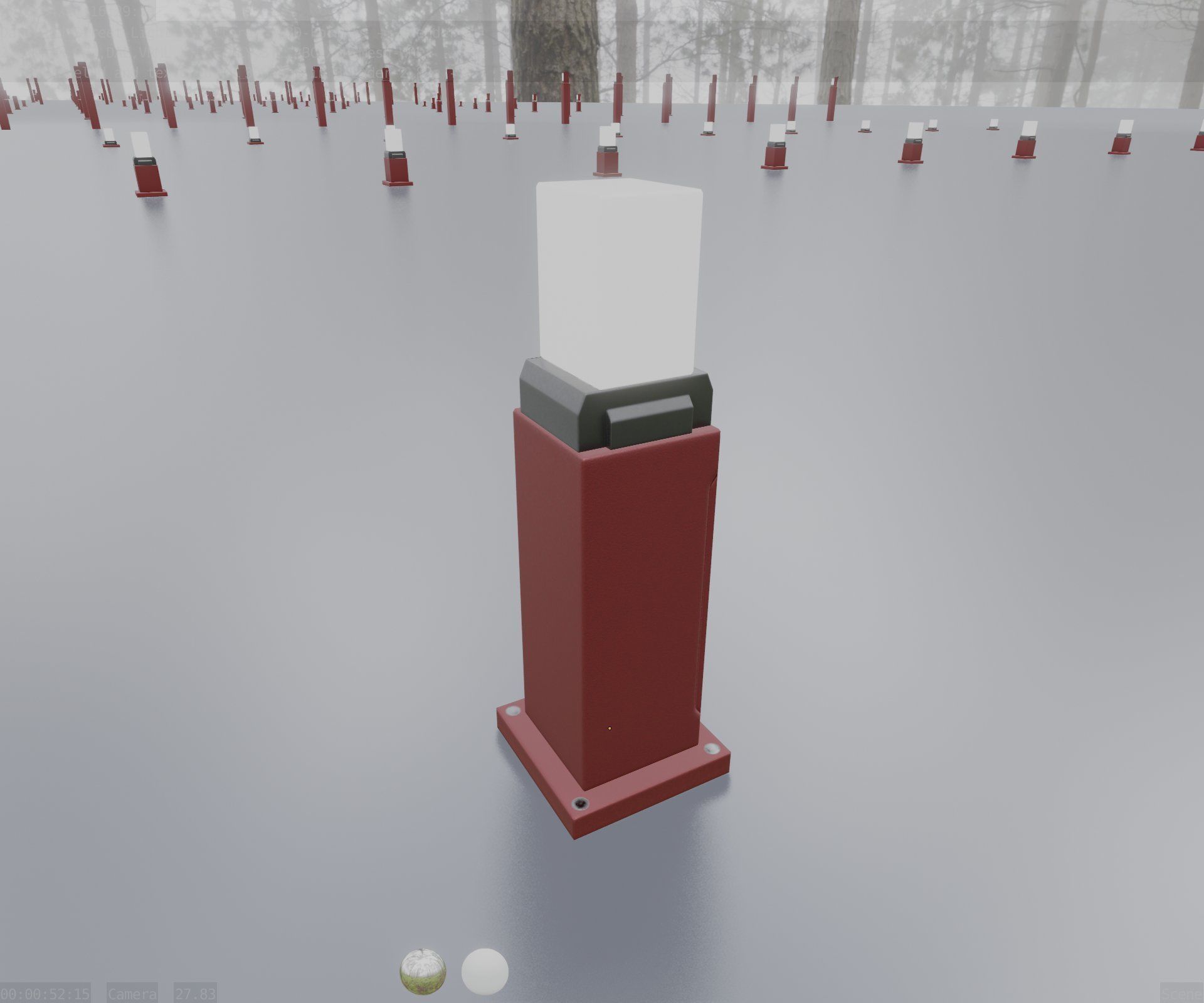 Street Light 8 Bollard 500mm Dark Red Version 3 Low-poly 3D model_63