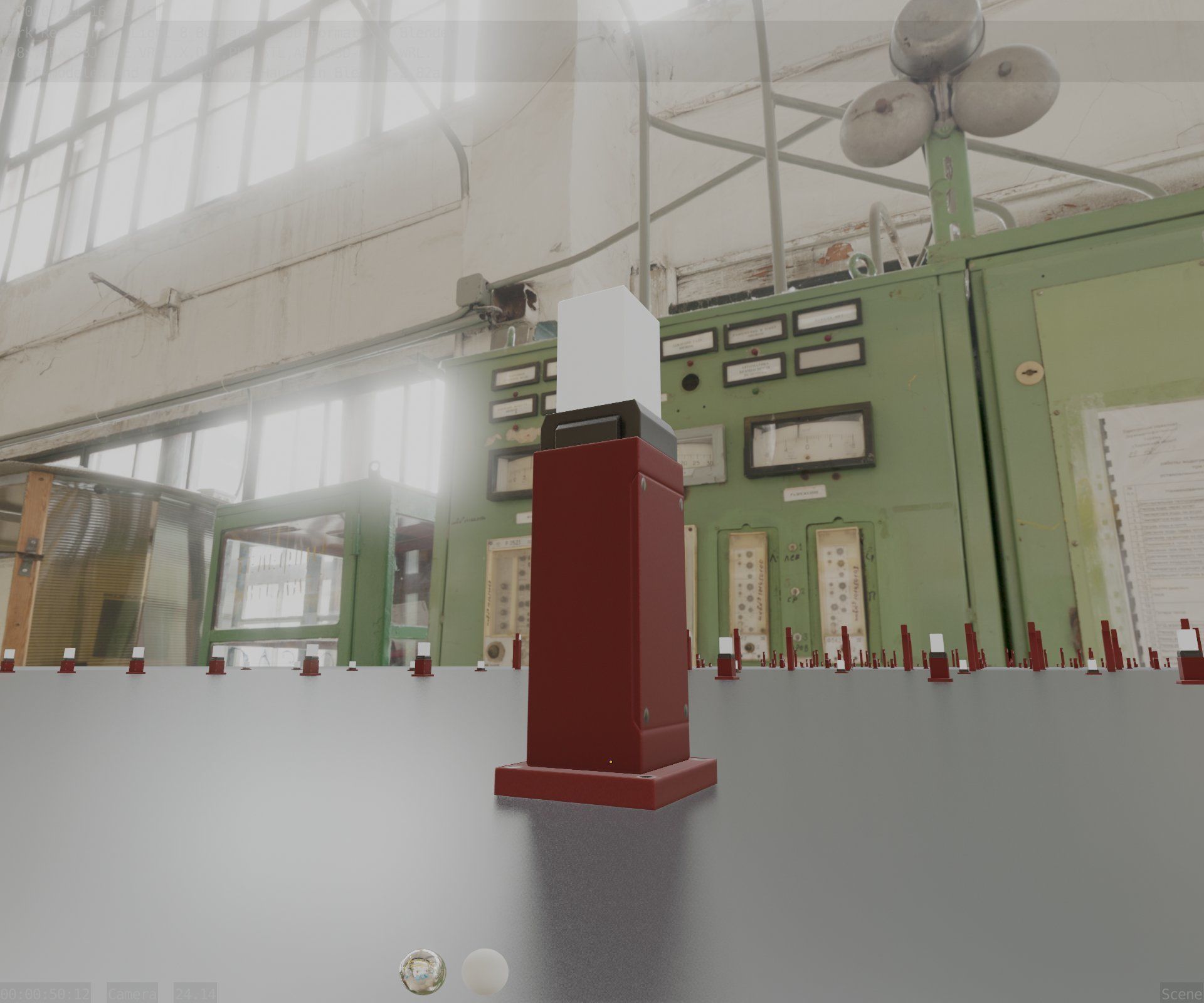 Street Light 8 Bollard 500mm Dark Red Version 3 Low-poly 3D model_28