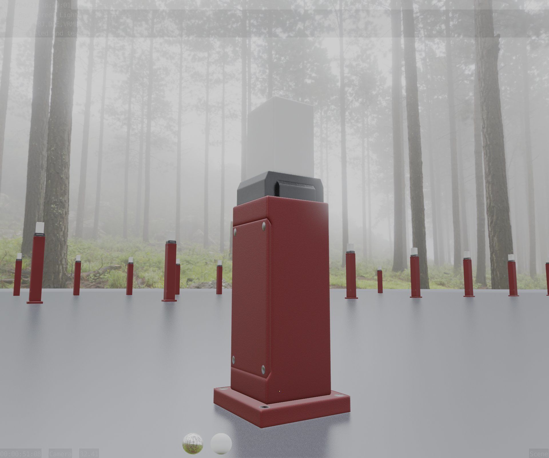 Street Light 8 Bollard 500mm Dark Red Version 3 Low-poly 3D model_32