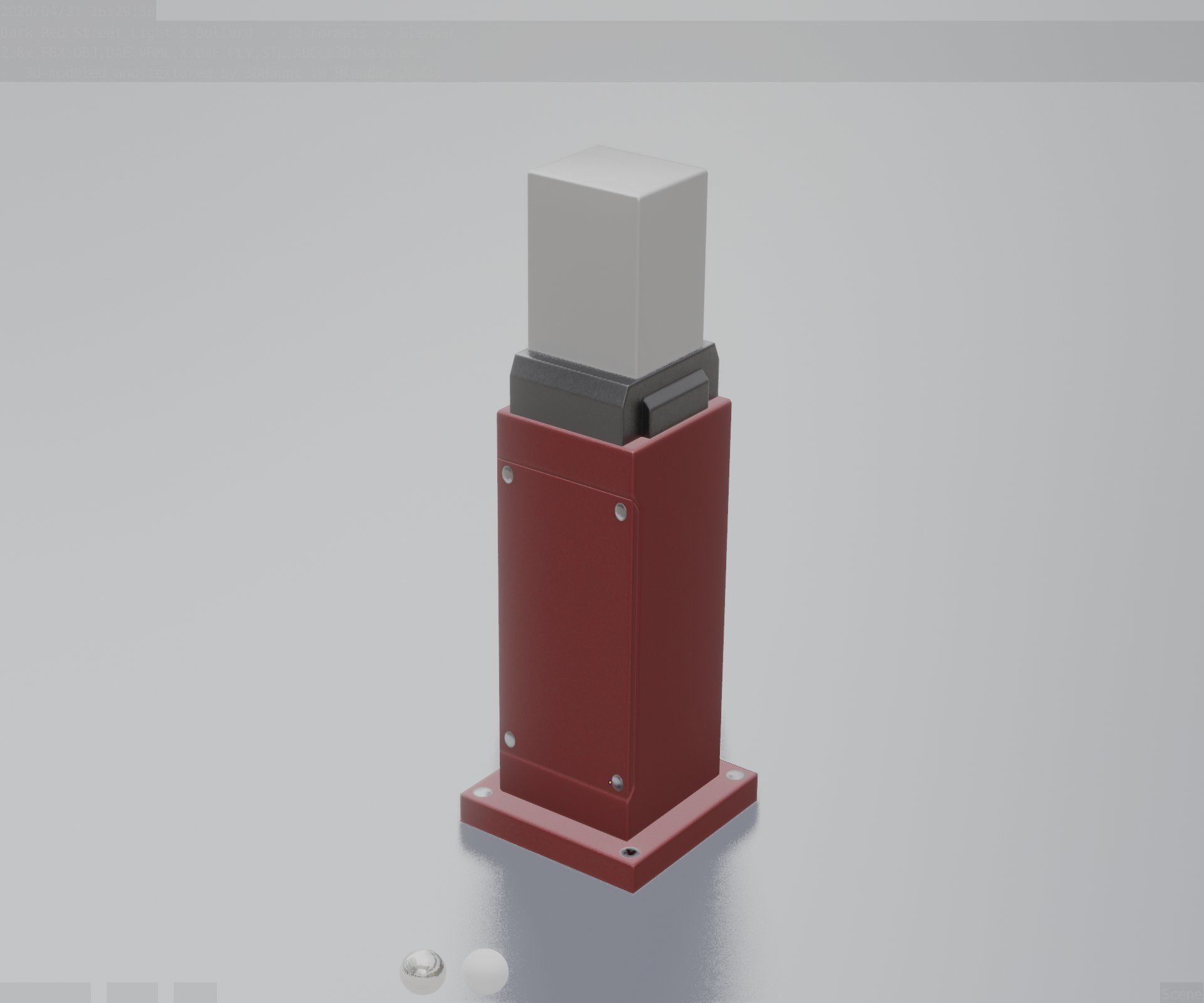Street Light 8 Bollard 500mm Dark Red Version 3 Low-poly 3D model_82