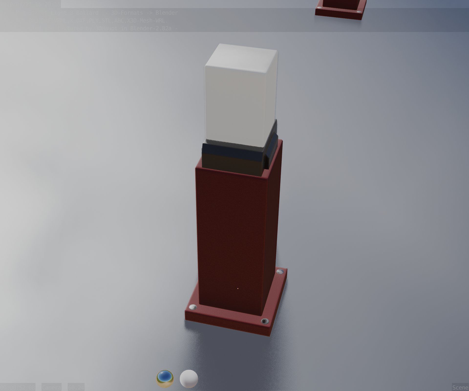 Street Light 8 Bollard 500mm Dark Red Version 3 Low-poly 3D model_56